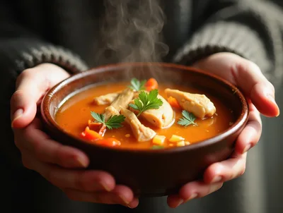 Person Holding A Warm Bowl Of Tomato Soup