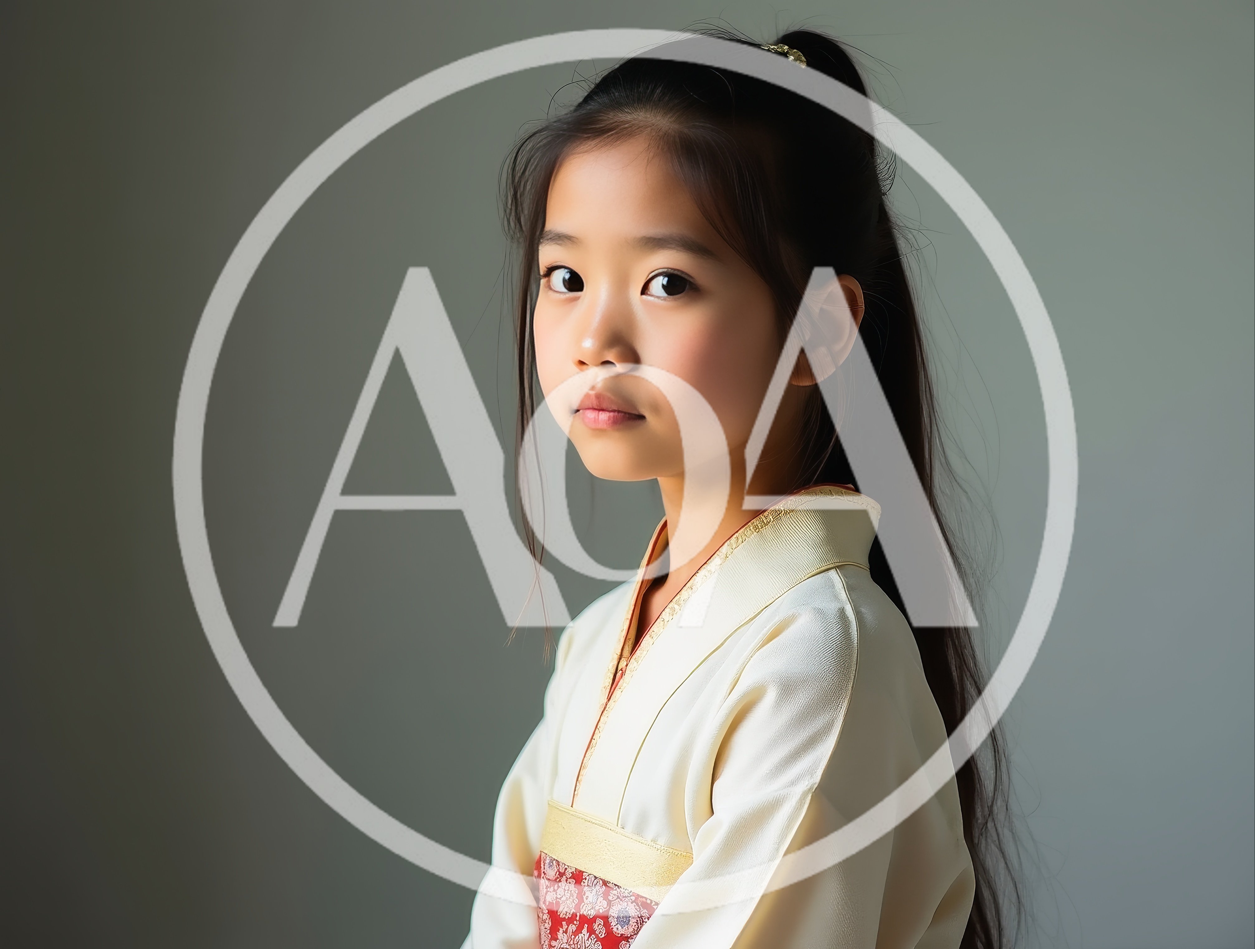 Portrait Of A Young Girl In Traditional Japanese Kimono