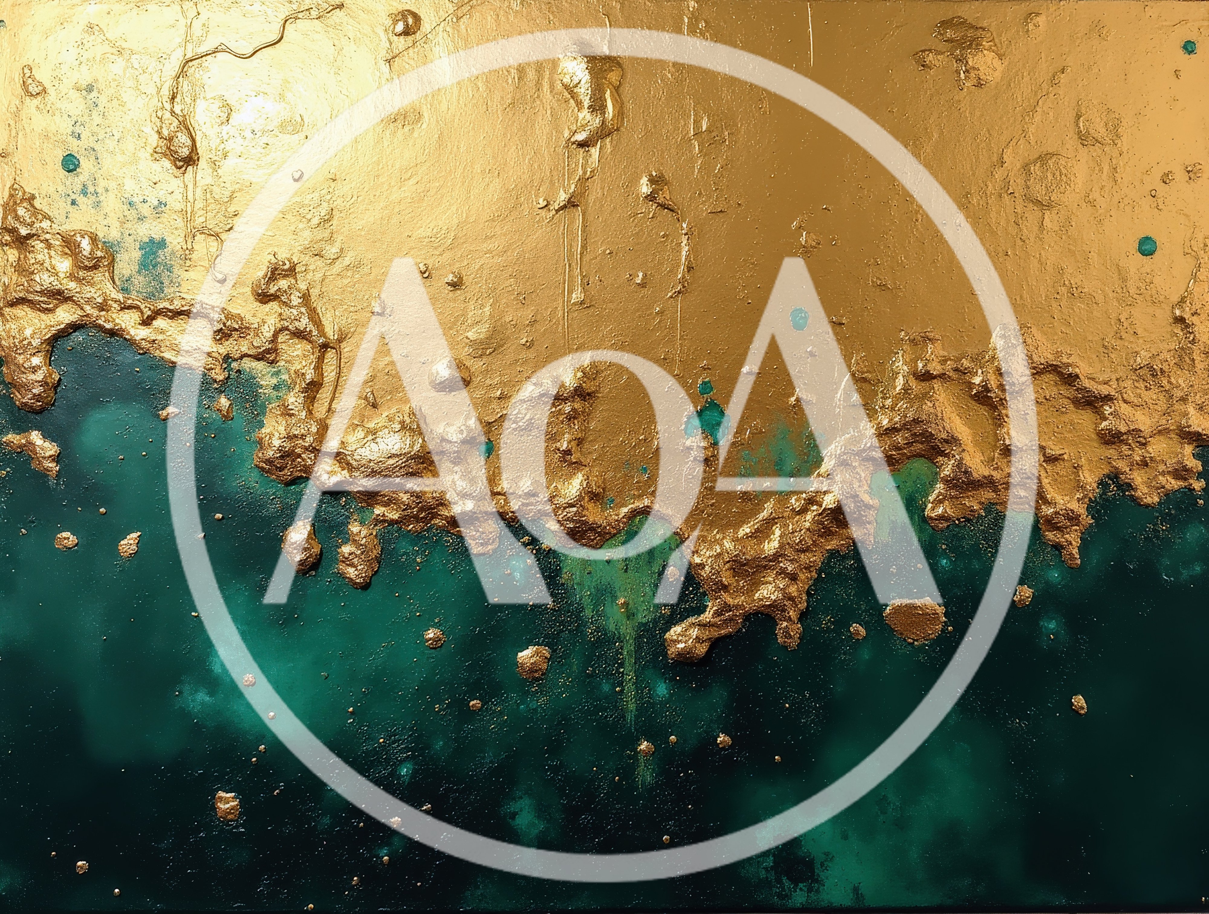 Abstract Gold And Teal Textured Oil Painting