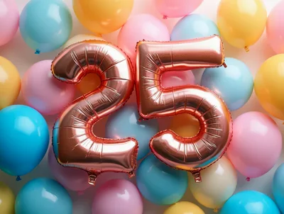 Rose Gold Number Twenty Five Balloons