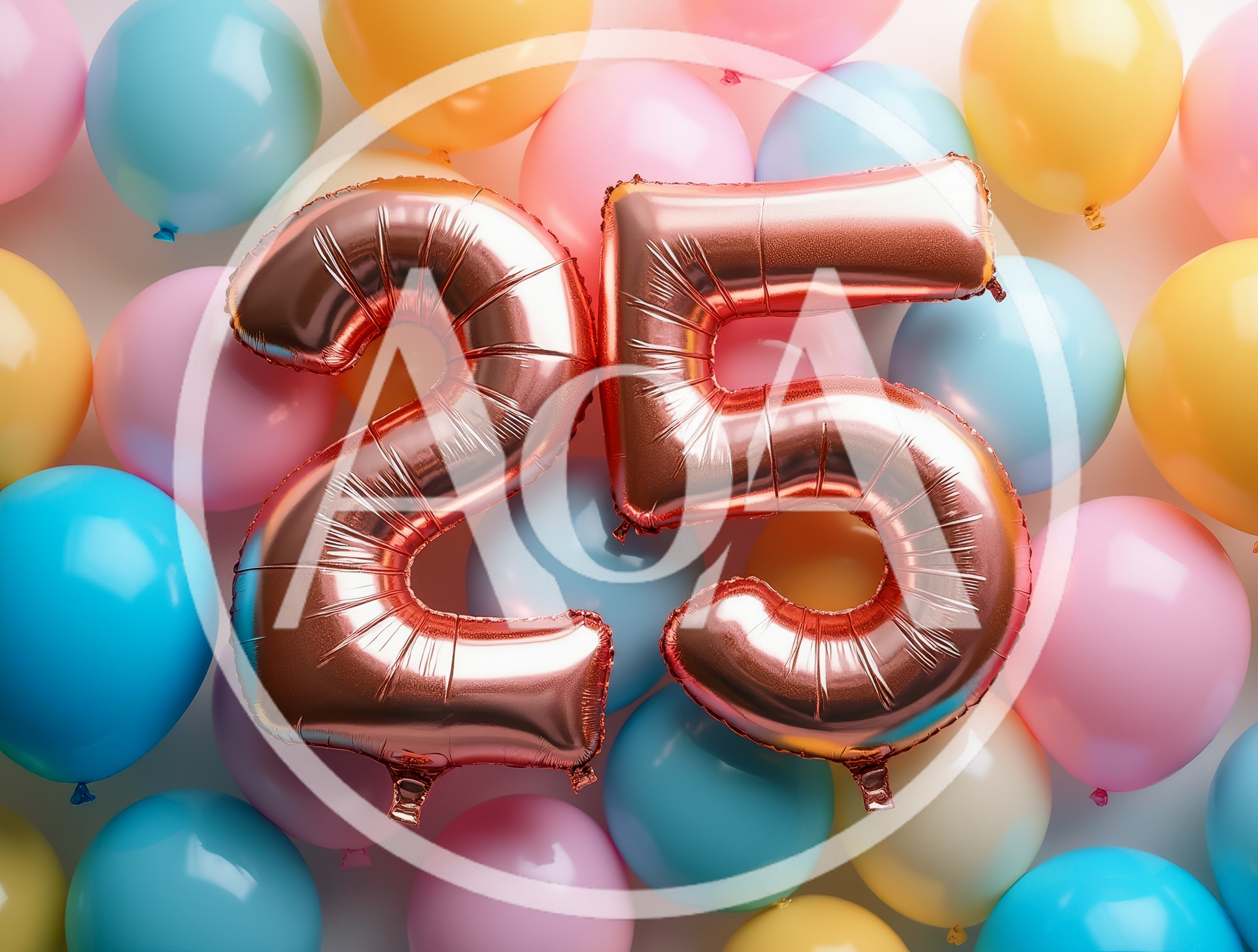 Rose Gold Number Twenty Five Balloons