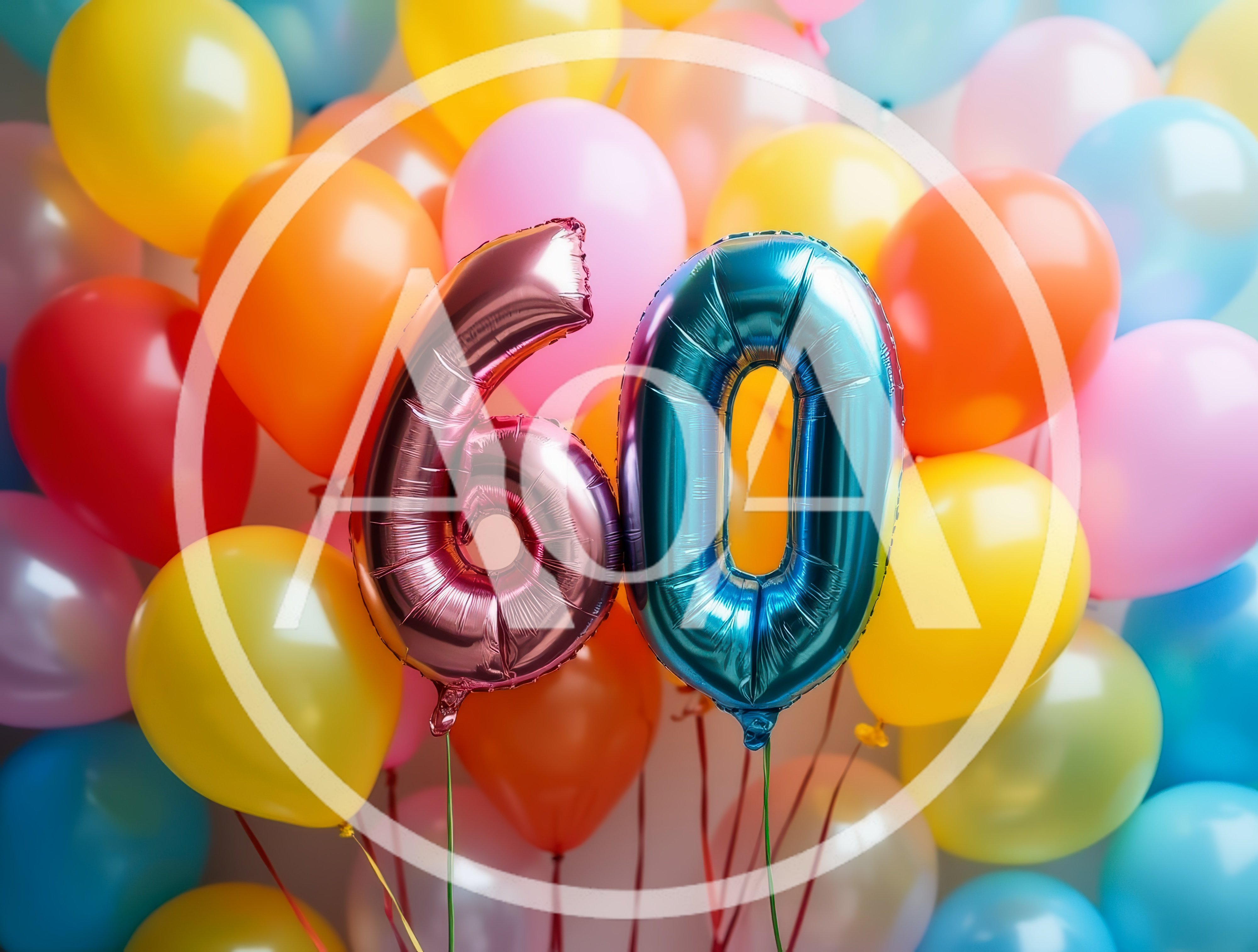 Sixtieth Birthday Celebration With Colorful Balloon Background