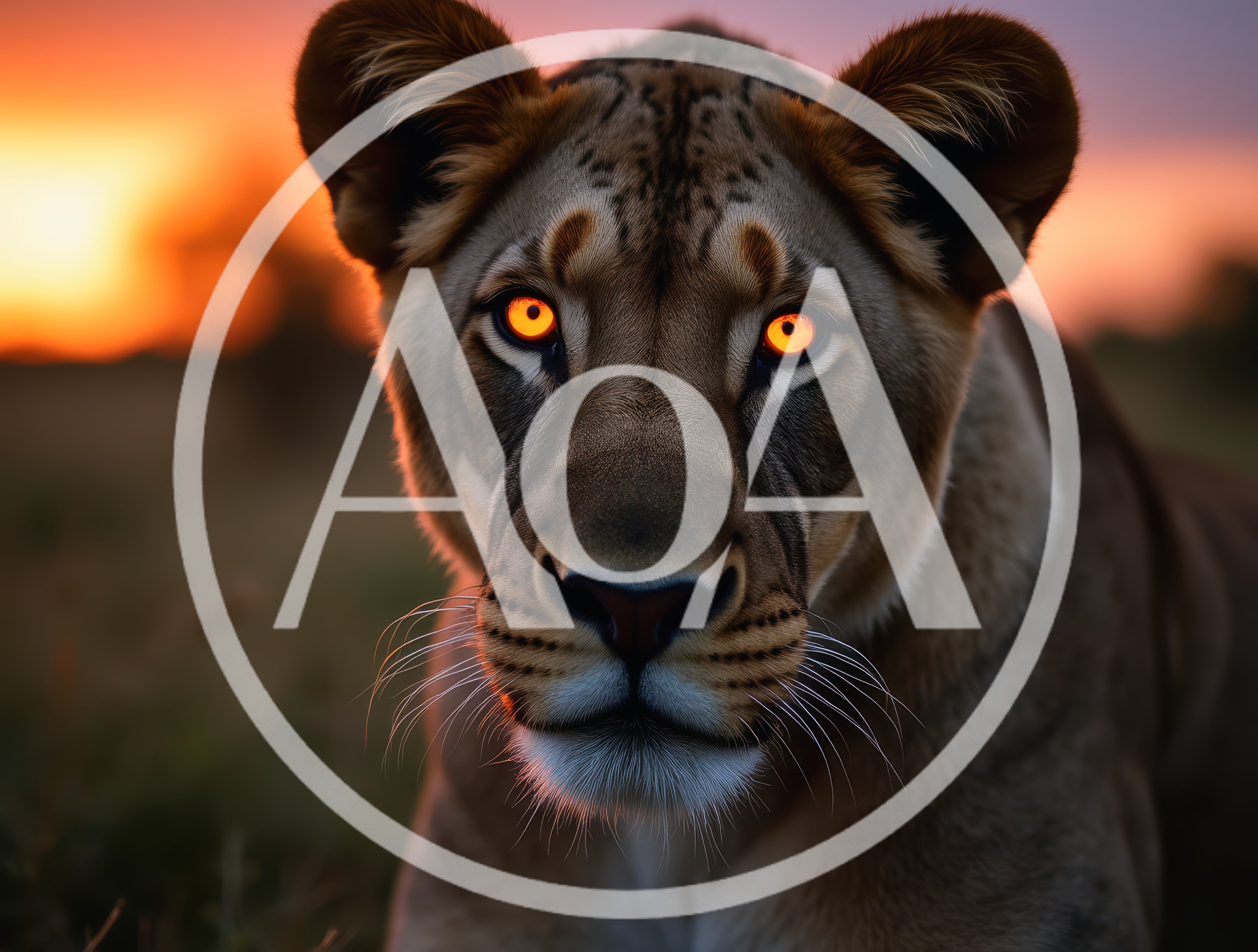Close Up Portrait Of A Lioness At Sunset
