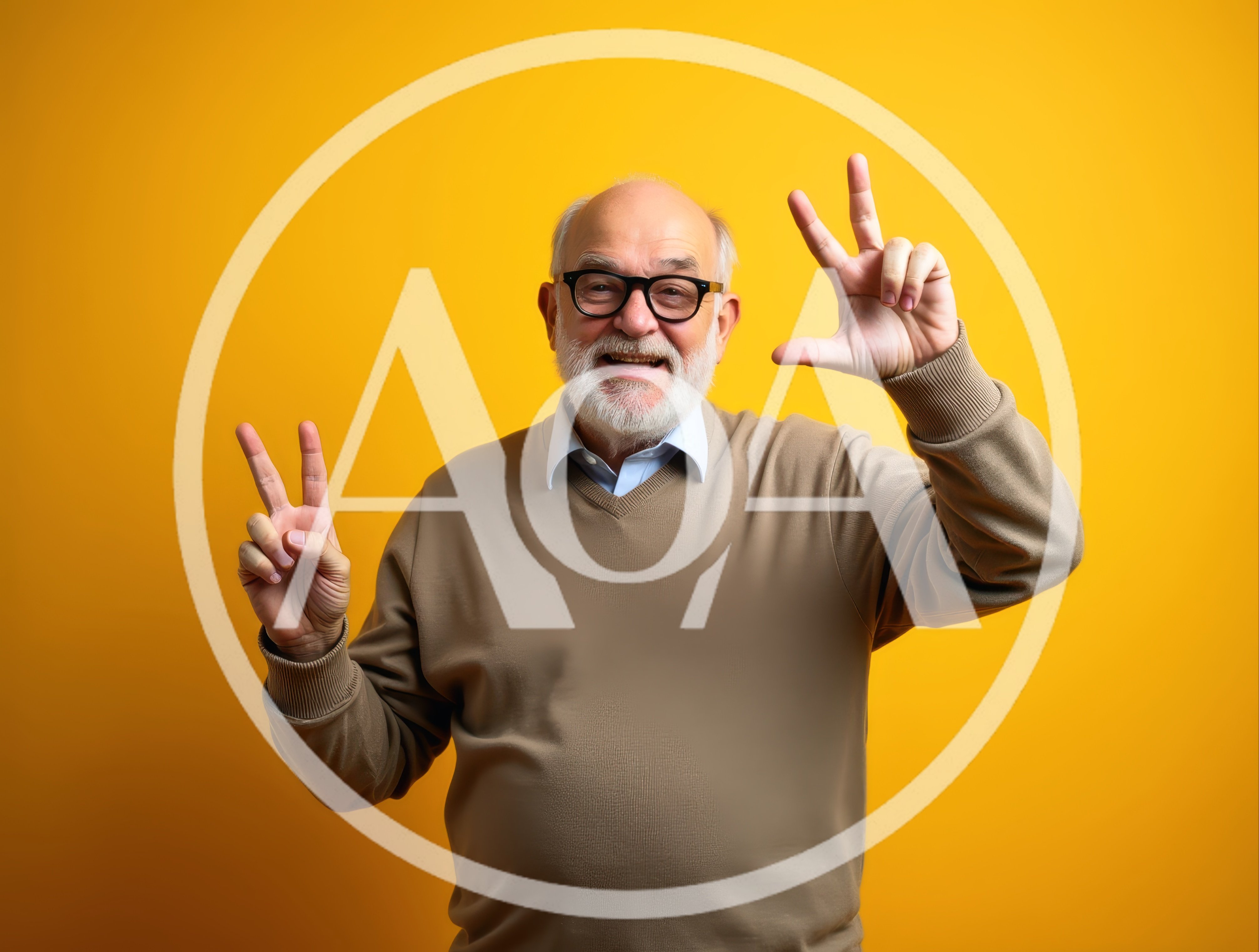 Senior Man Gesturing Numbers With Hands