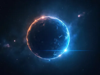 Glowing Exoplanet Floating In Deep Space
