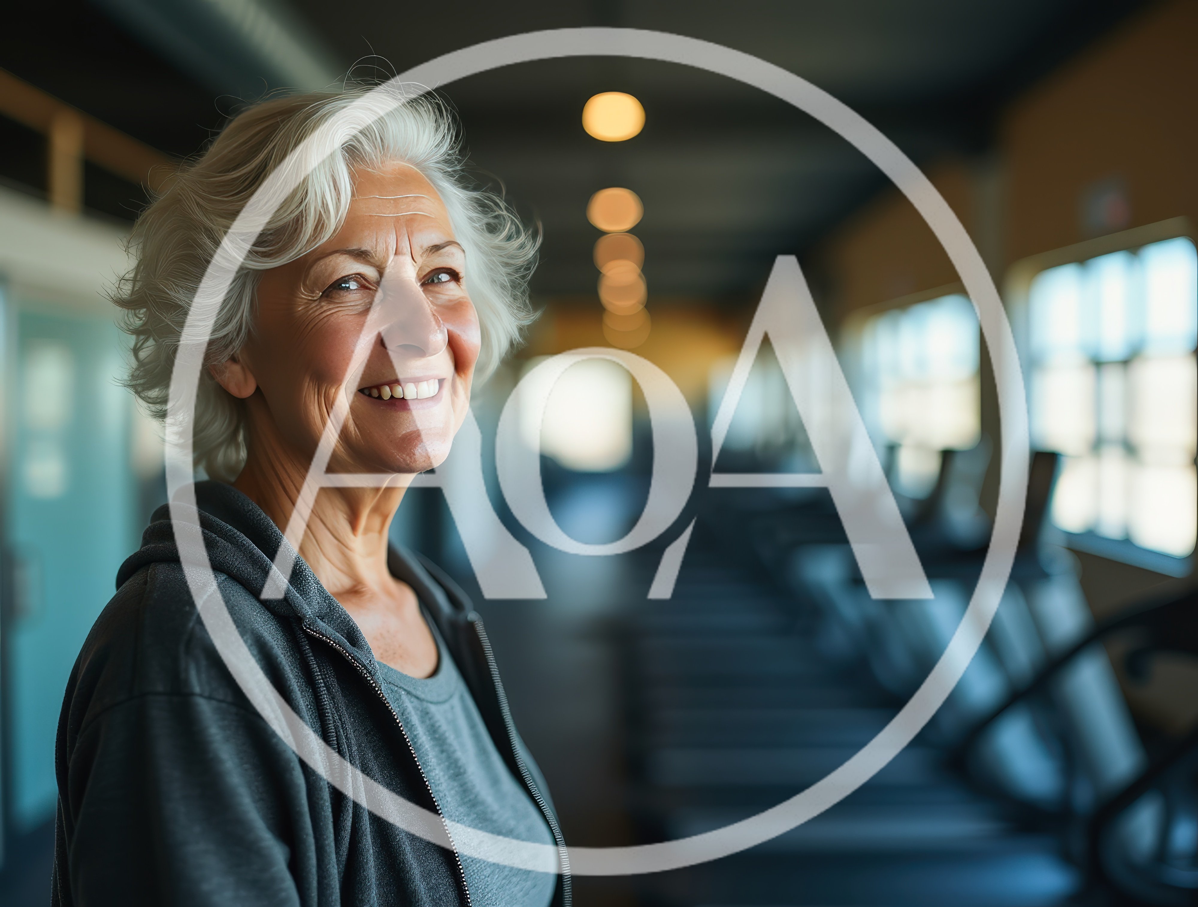 Smiling Senior Woman Standing In A Modern Gym