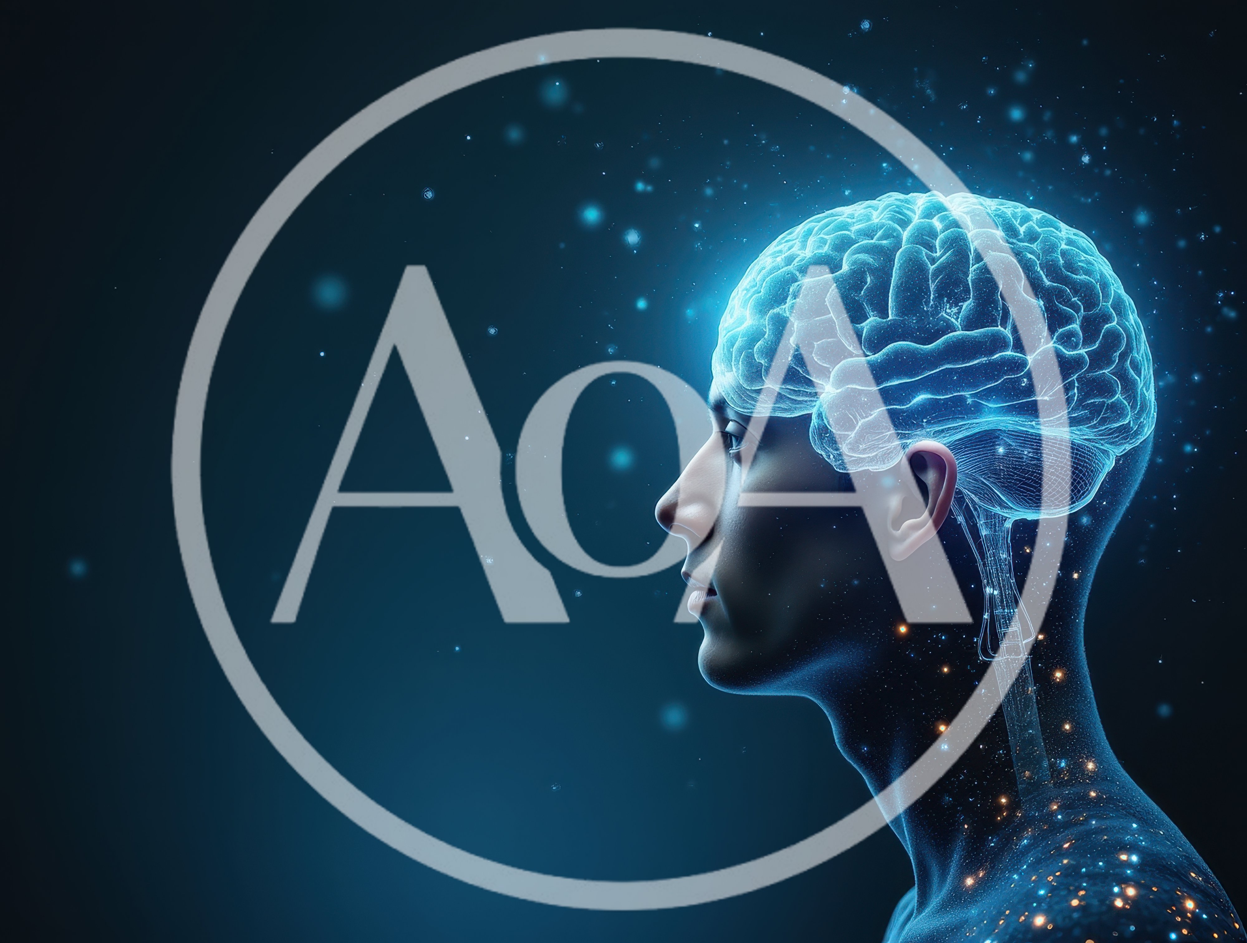 Digital Human Profile With Glowing Neural Brain Network