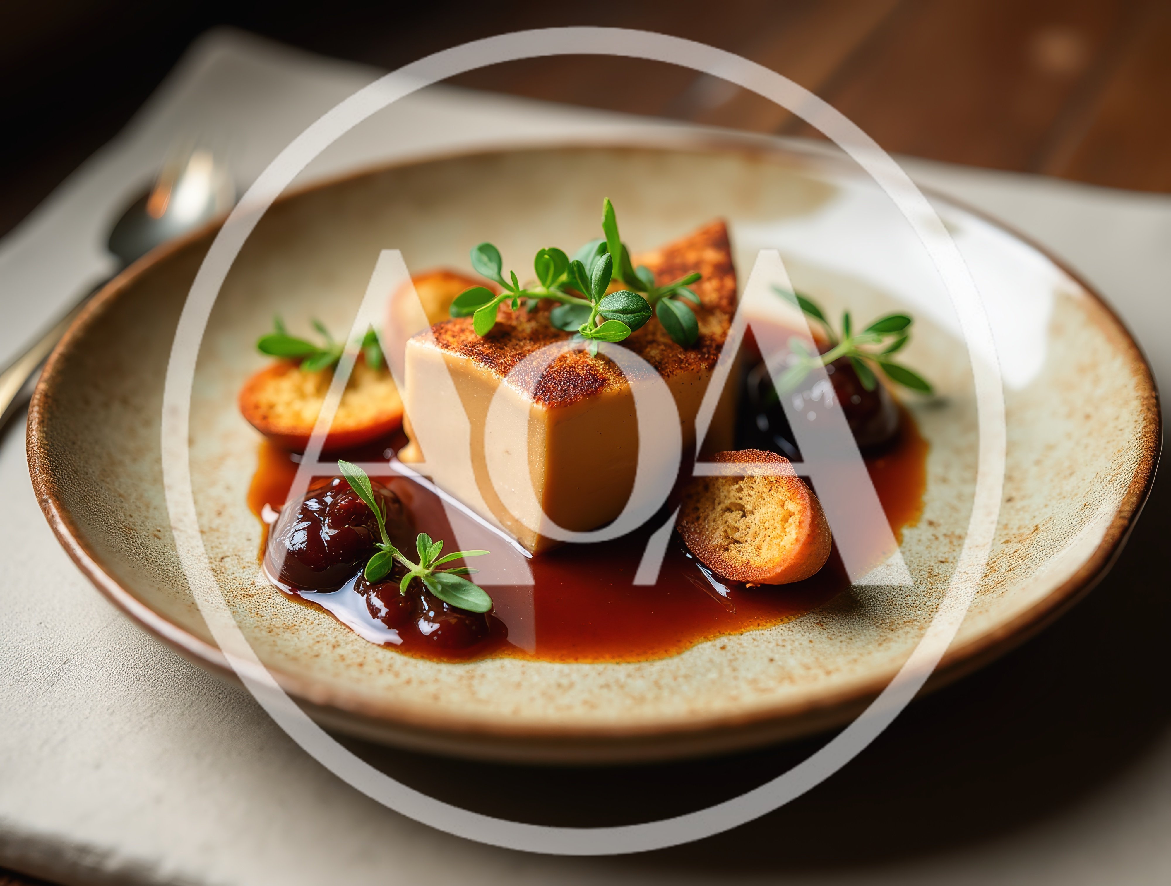 Gourmet Foie Gras Plated With Fig Reduction