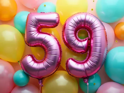 Pink Foil Number Fifty Nine Balloons