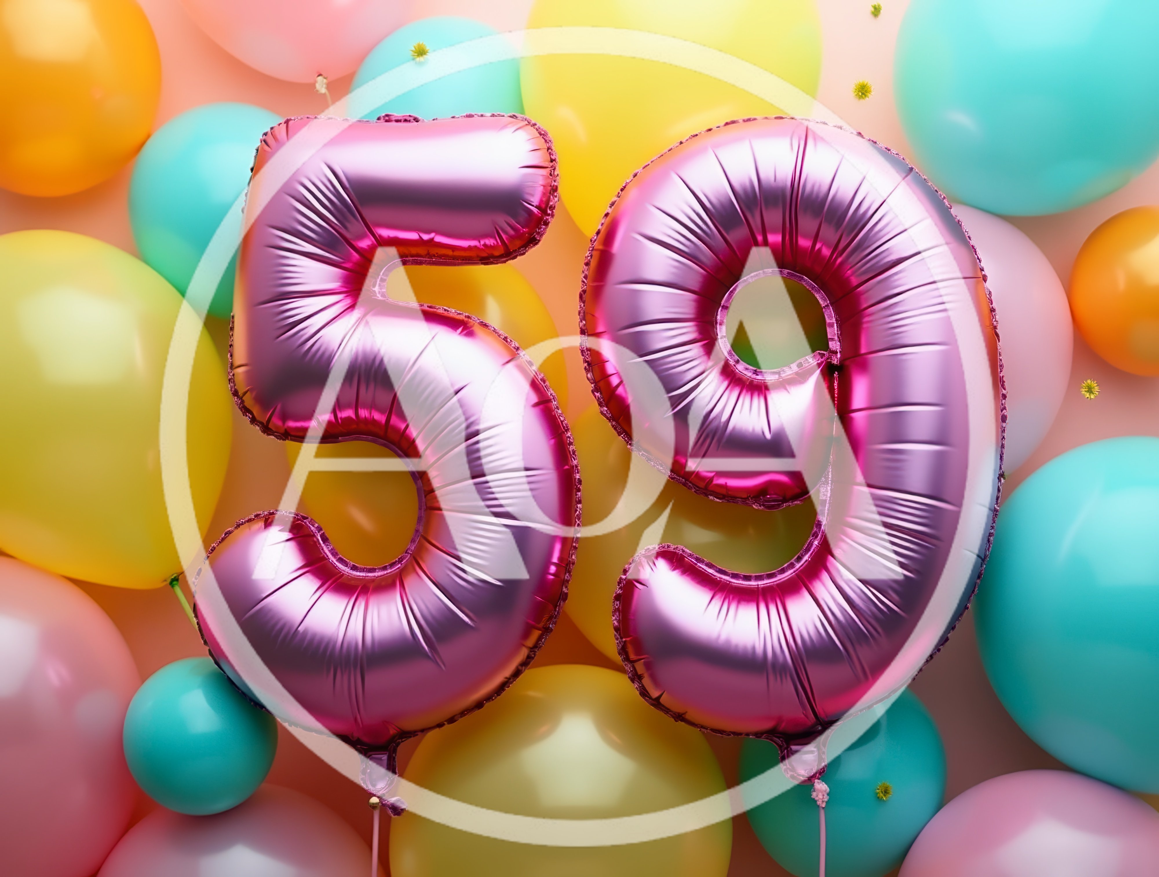 Pink Foil Number Fifty Nine Balloons