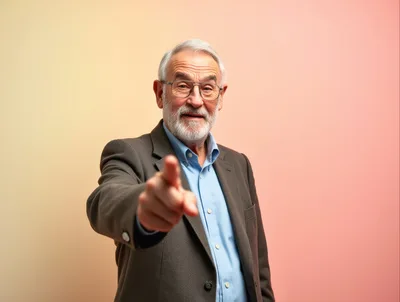 Senior Man Pointing Directly At Camera