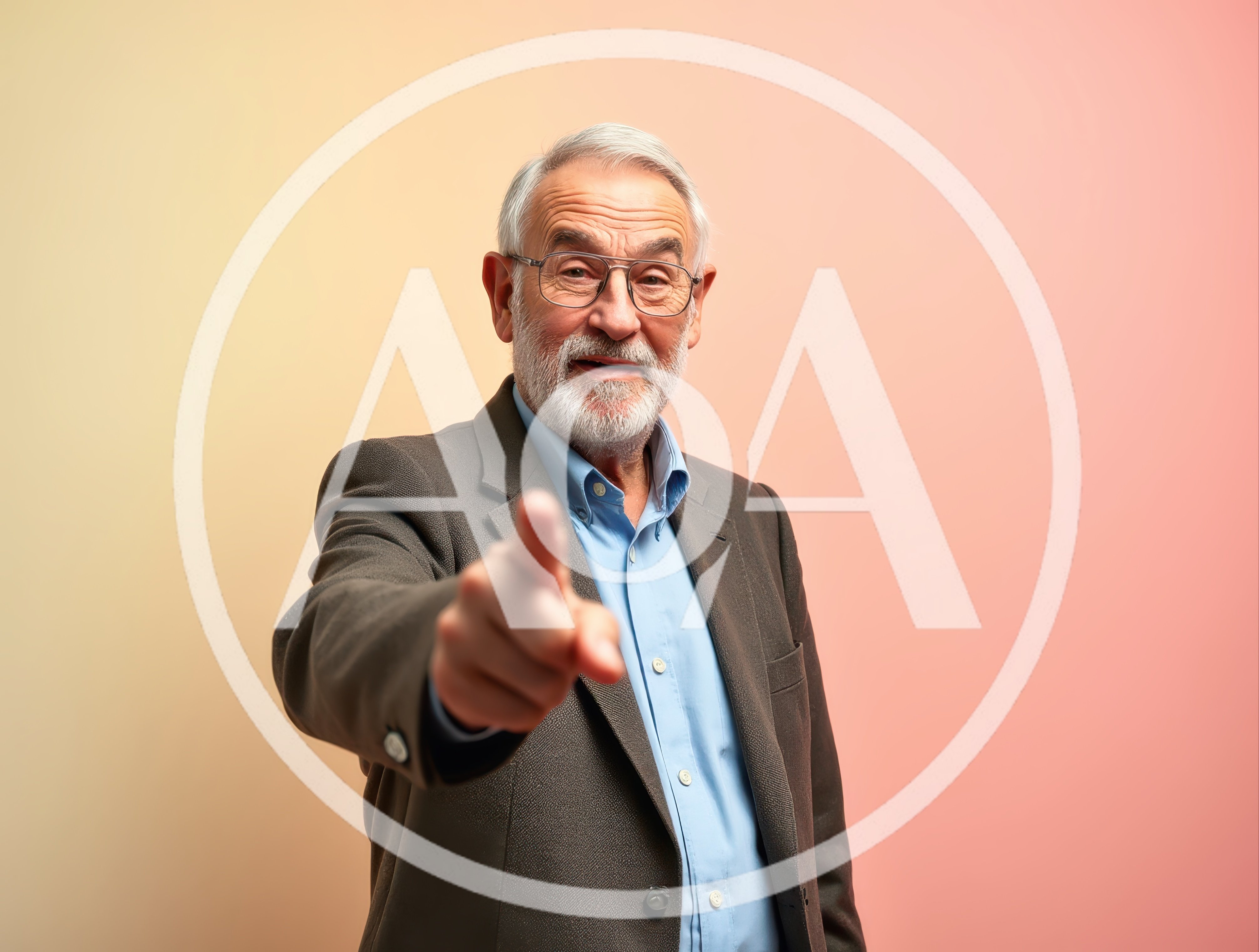 Senior Man Pointing Directly At Camera