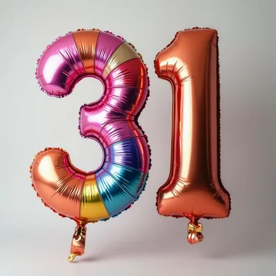 Multicolor Number Thirty One Foil Balloons