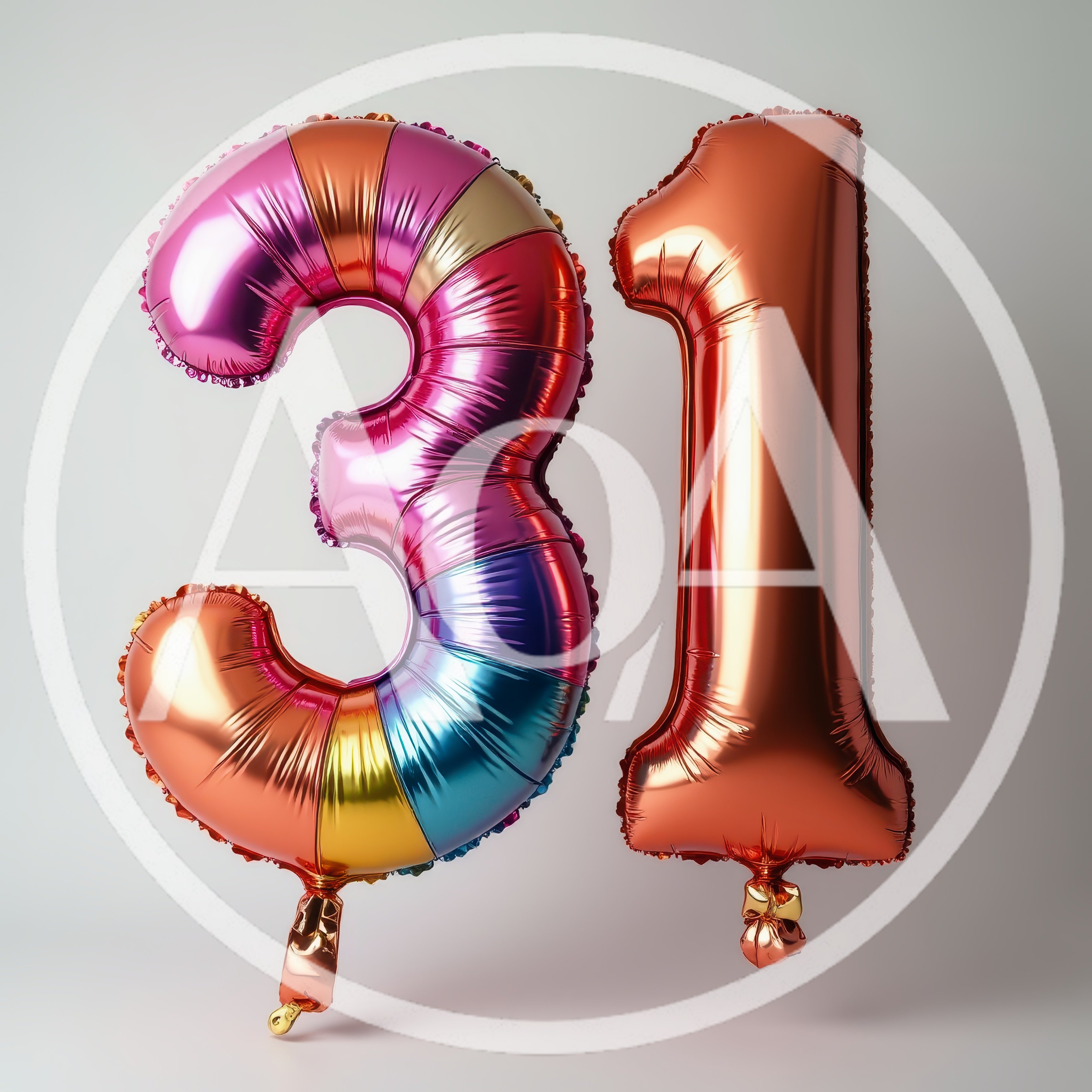 Multicolor Number Thirty One Foil Balloons