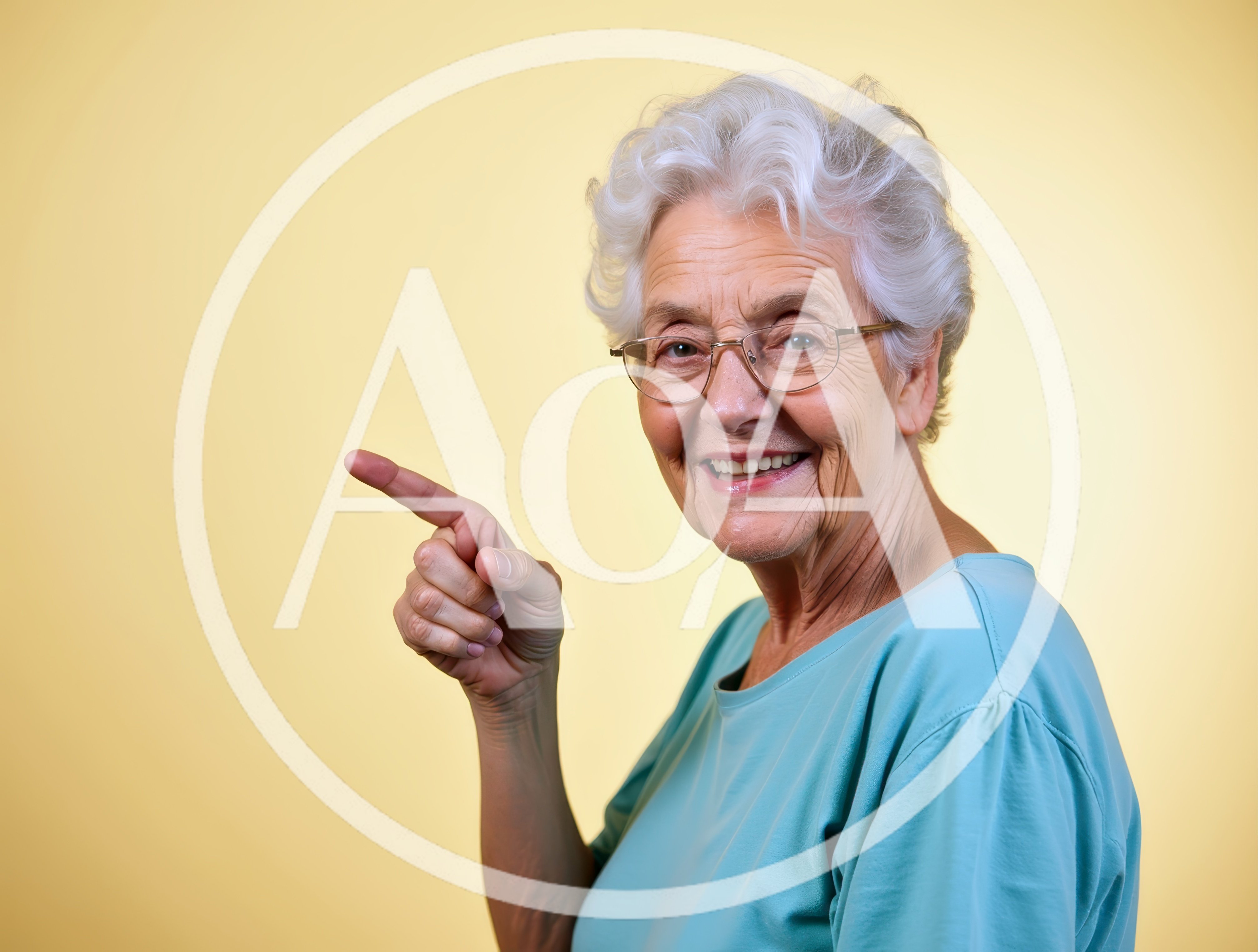 Smiling Senior Woman Pointing To The Side