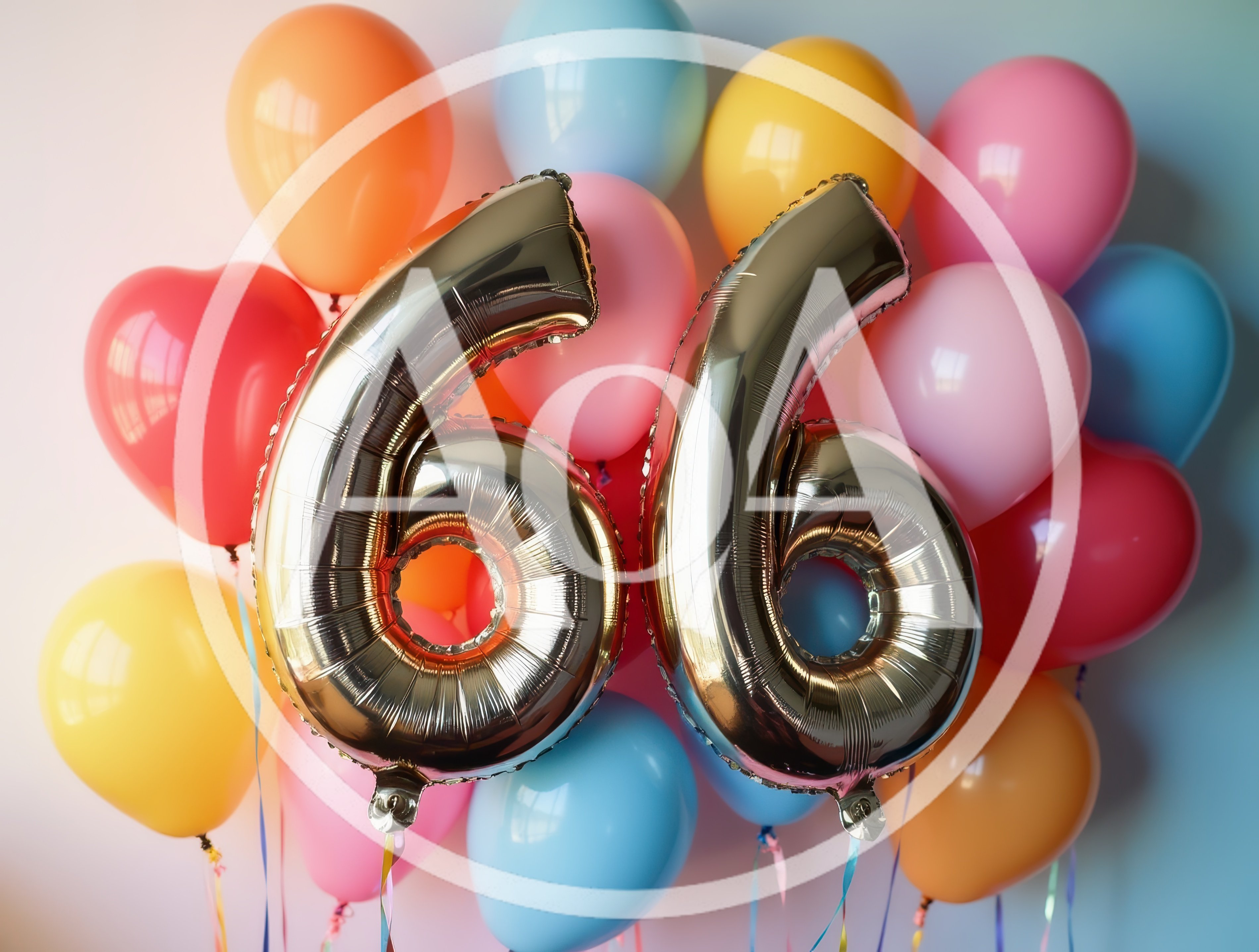 Gold Number 66 Balloons for Birthday Celebration
