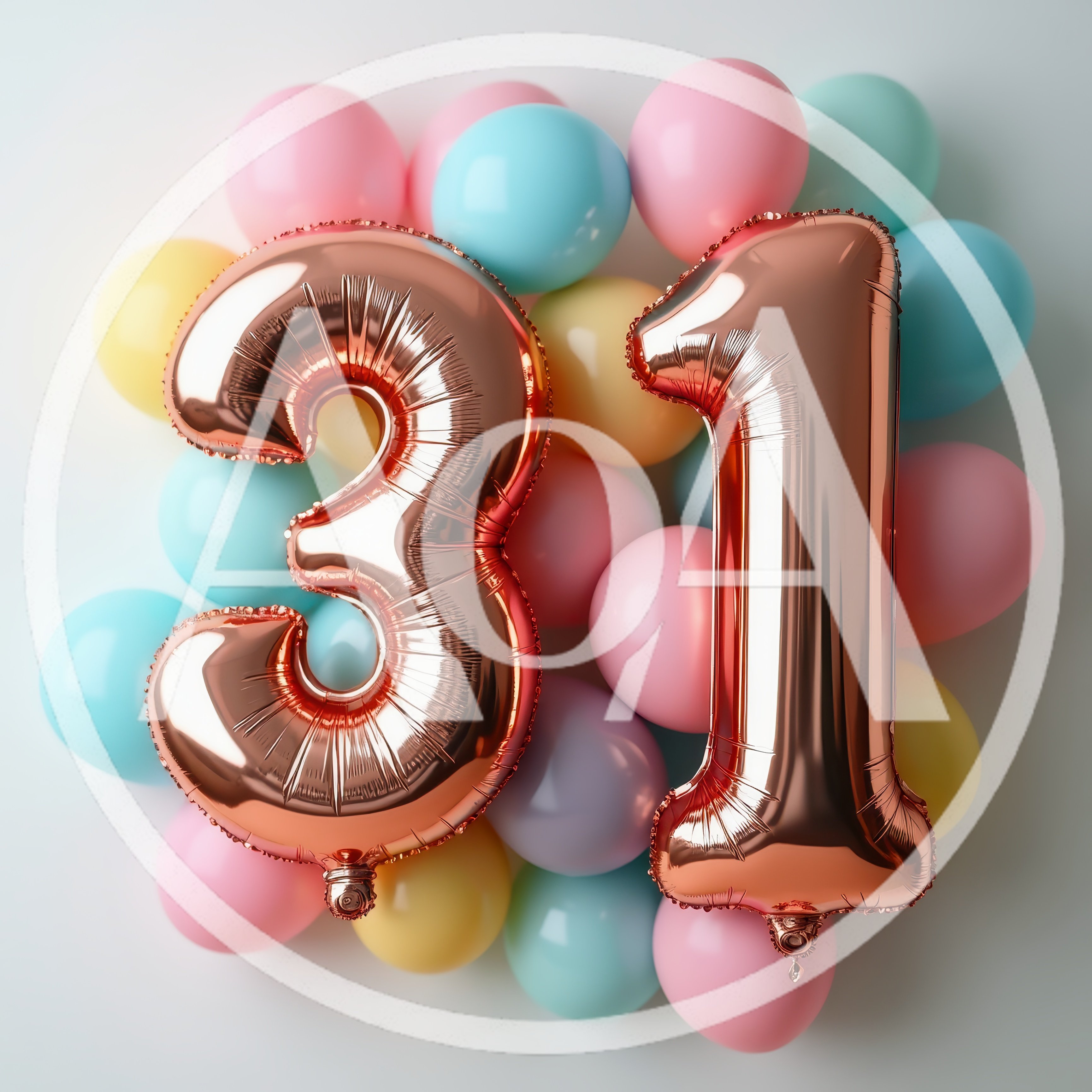 Rose Gold Number Thirty One Balloons