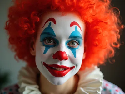 Close Up Portrait Of A Person With Clown Makeup