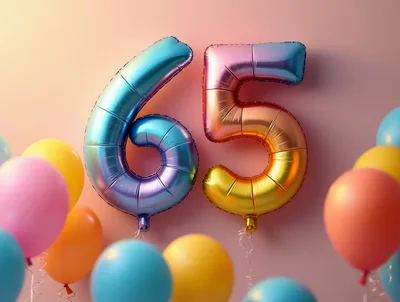 Sixty Five Number Balloons For Birthday Celebration