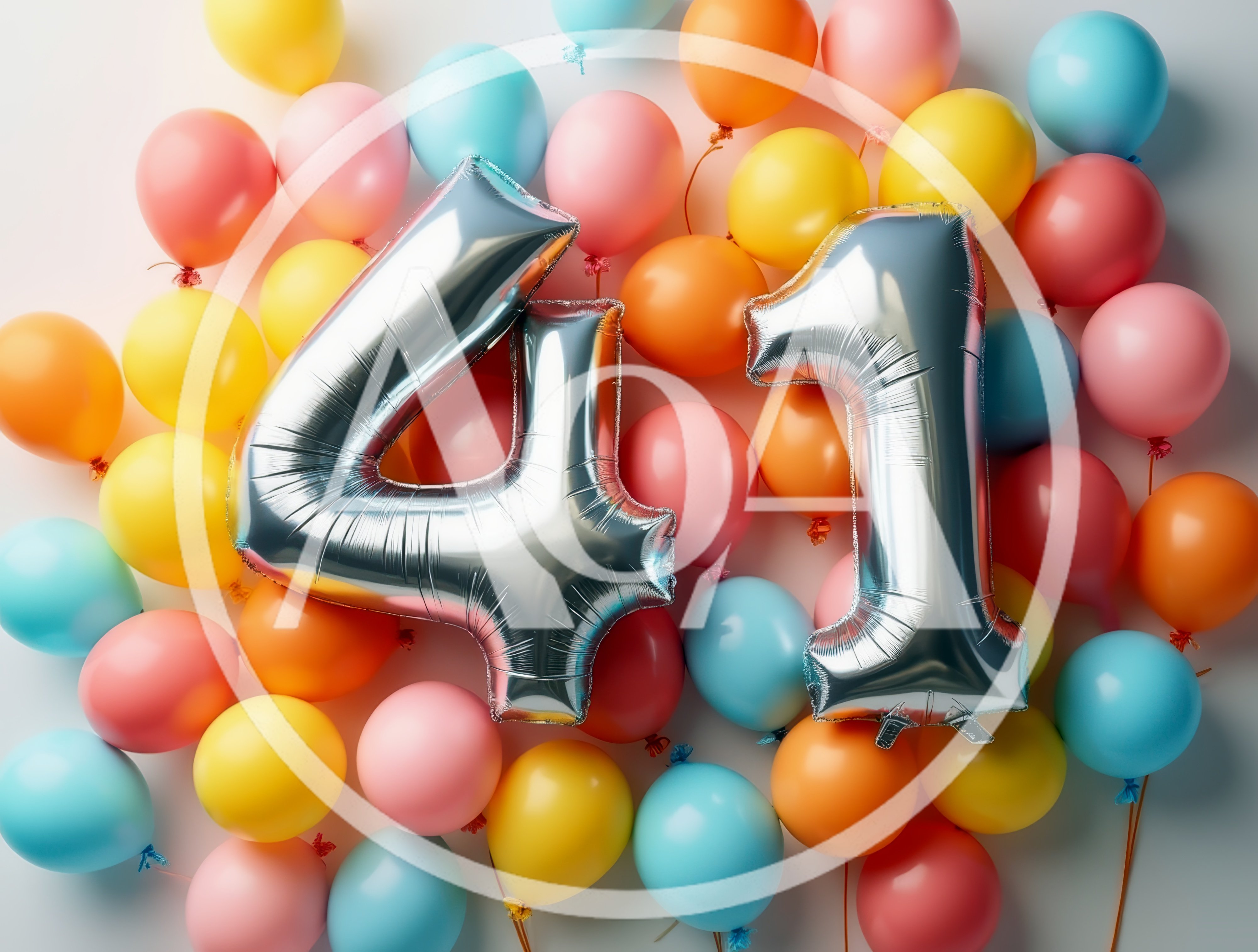 Silver Number Forty One Balloons With Colorful Party Balloons