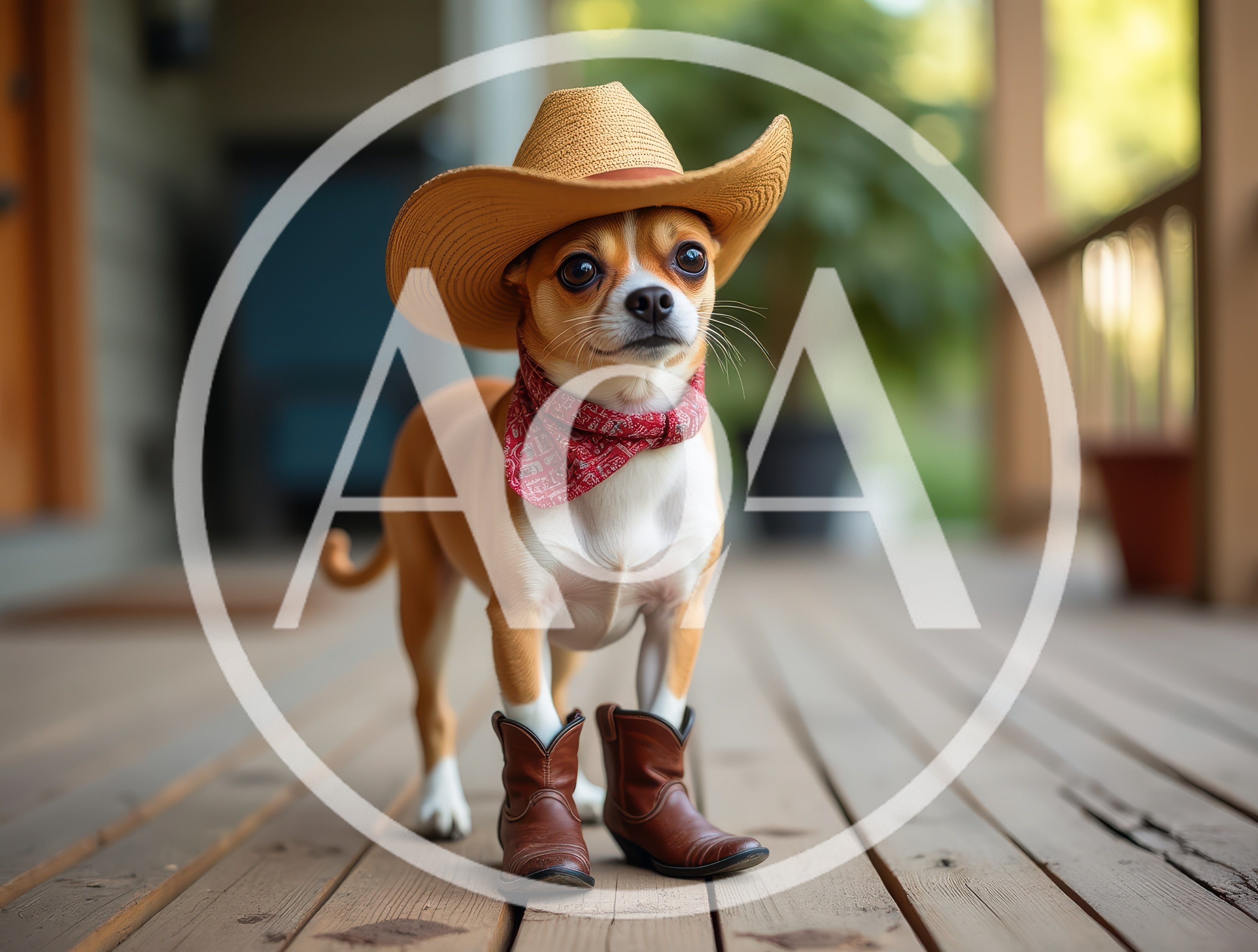 Chihuahua Dog Wearing Cowboy Hat And Boots