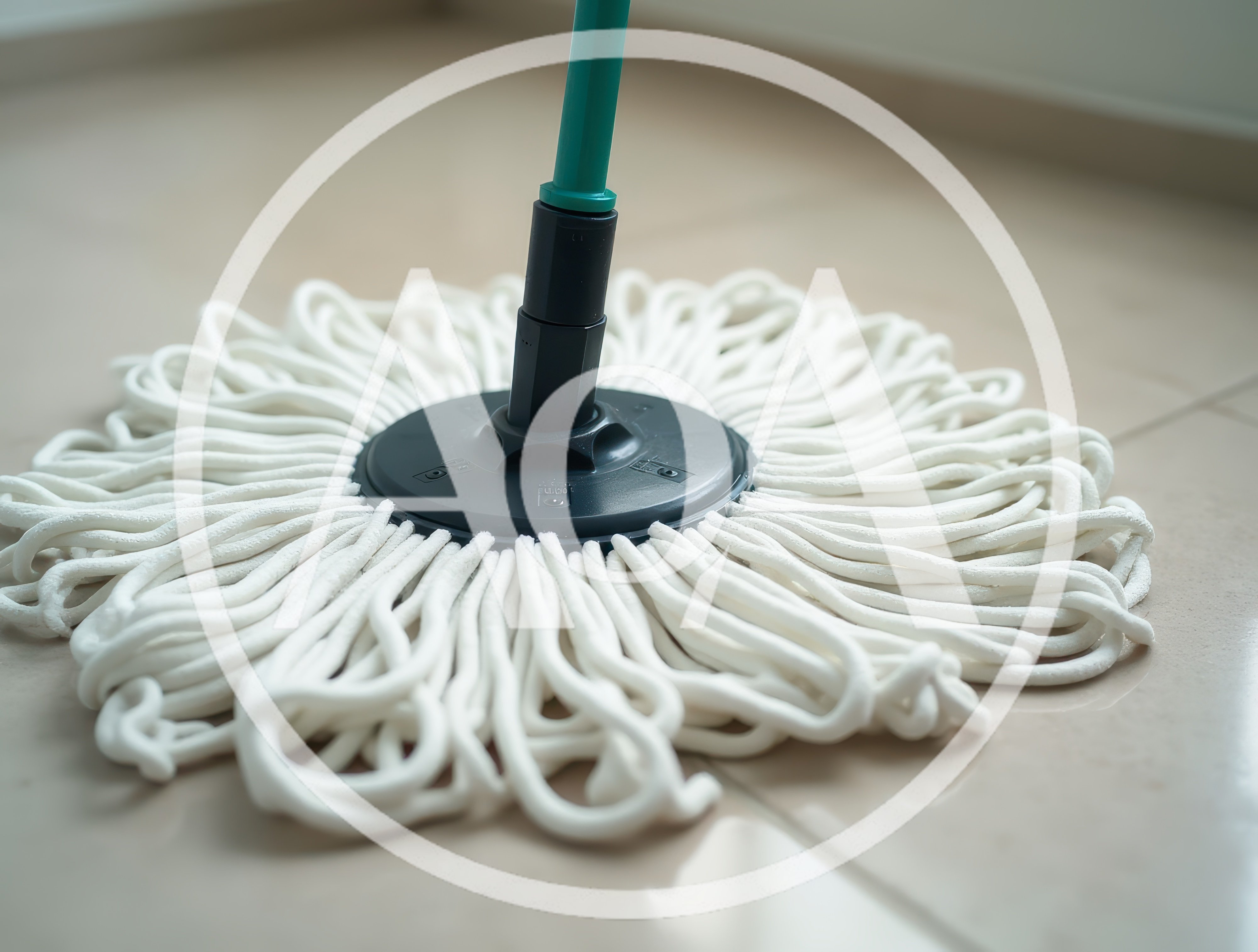 White String Mop Head On Tiled Floor