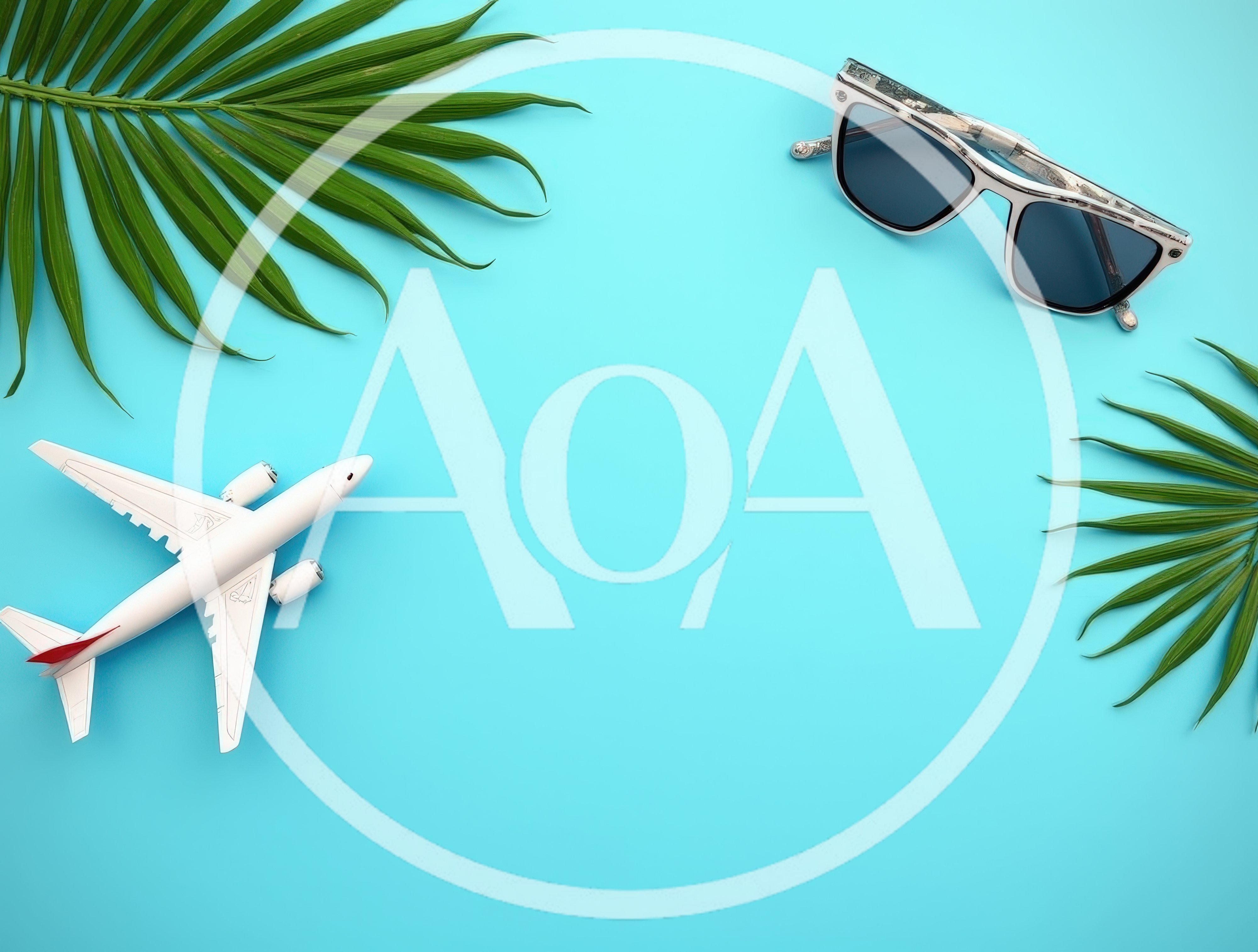 Travel Concept with Airplane Model and Sunglasses