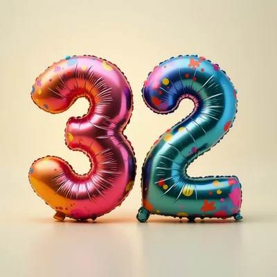 Colorful Number Thirty Two Foil Balloons