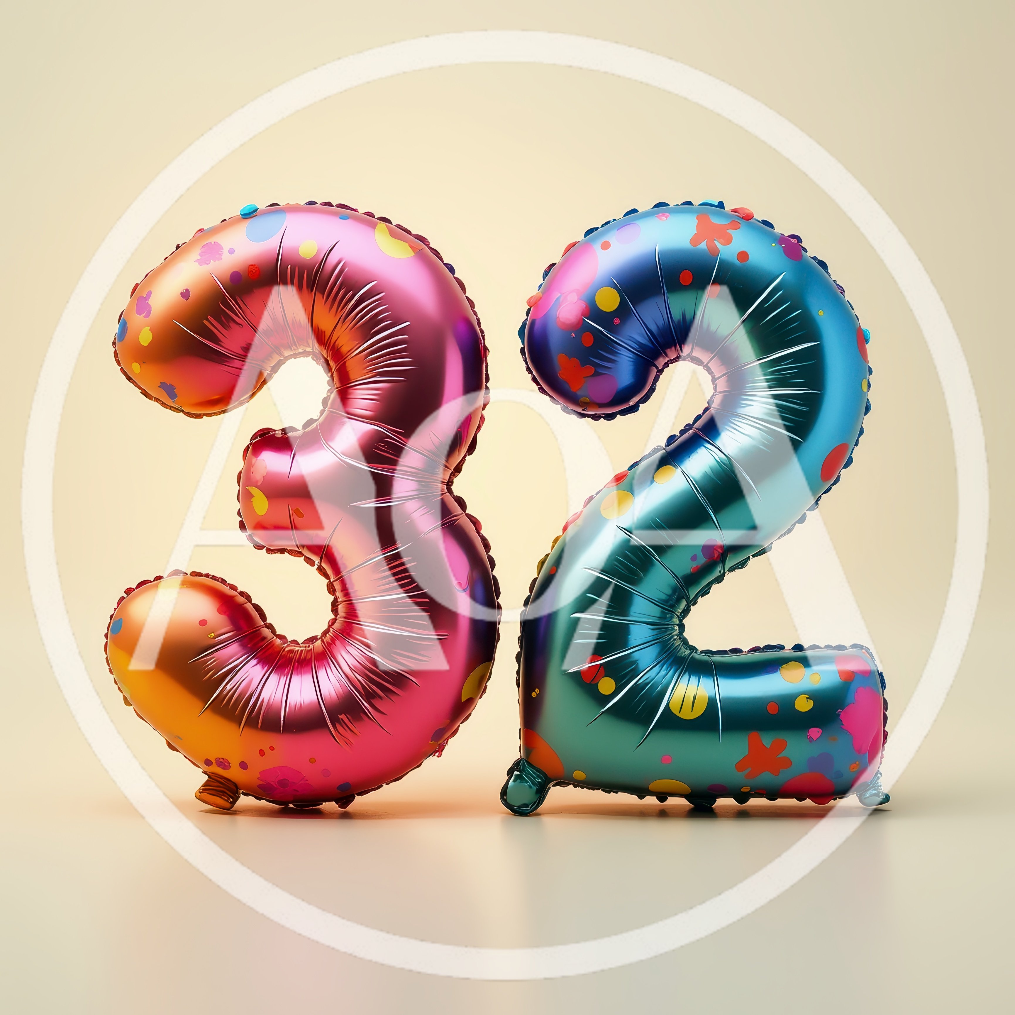 Colorful Number Thirty Two Foil Balloons