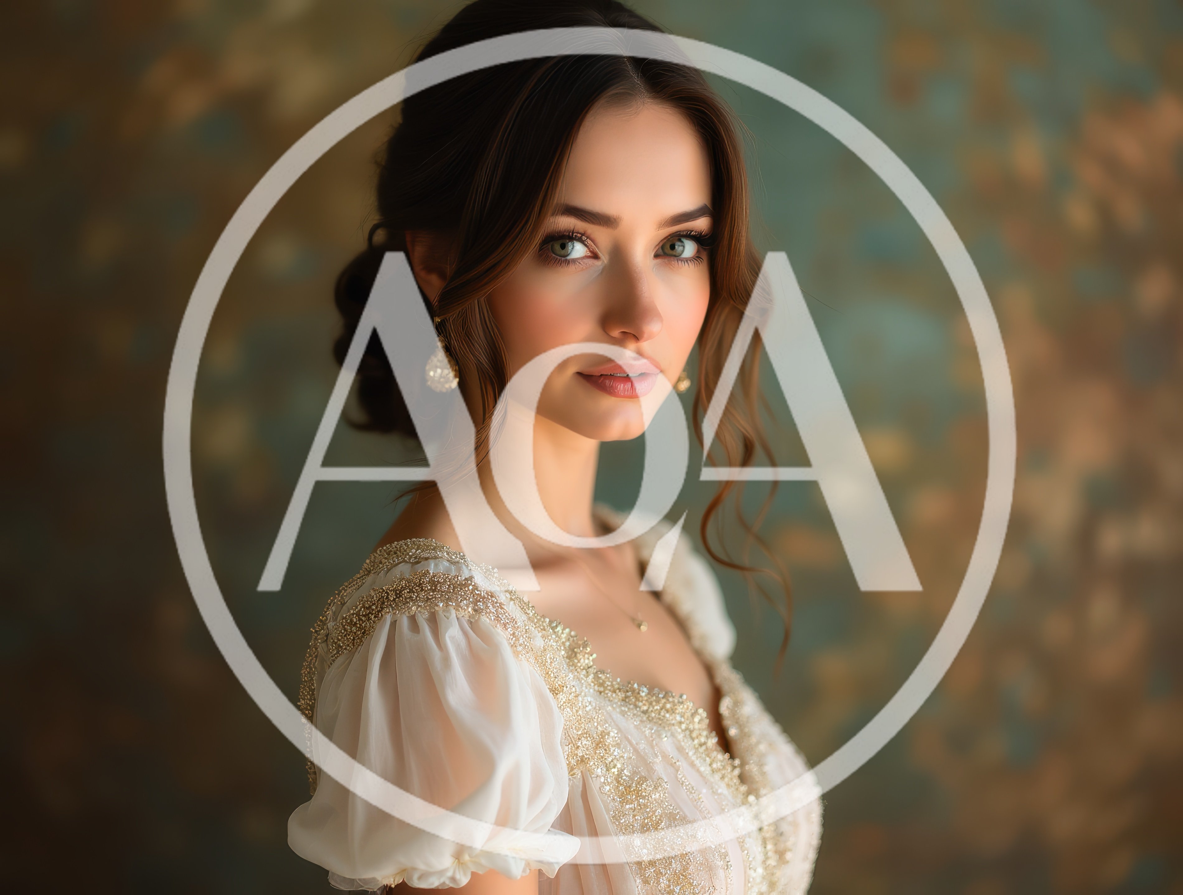 Elegant Woman In Vintage Style Dress Portrait