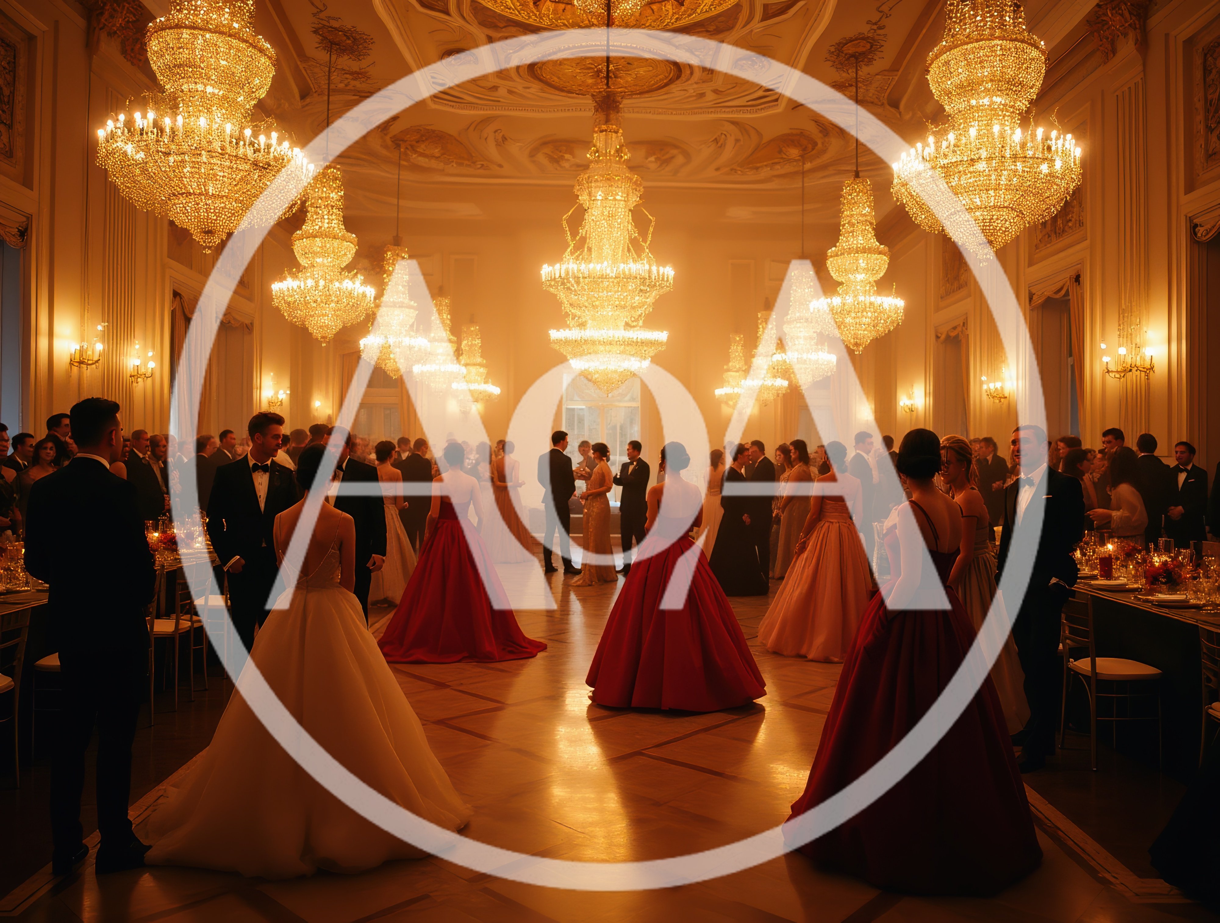 Elegant Guests Attending A Formal Ballroom Gala