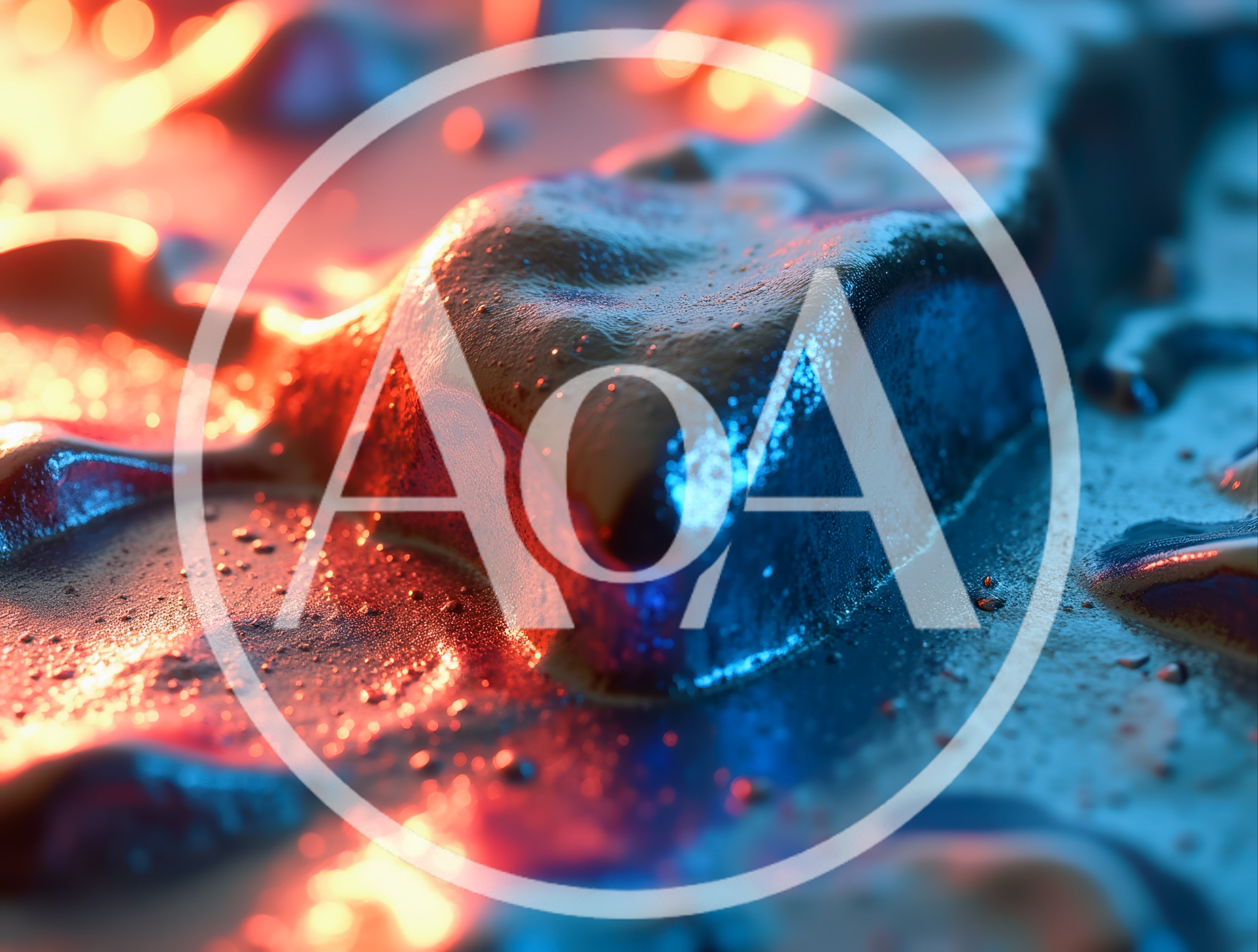 Abstract Liquid Metal Surface With Red And Blue Lighting