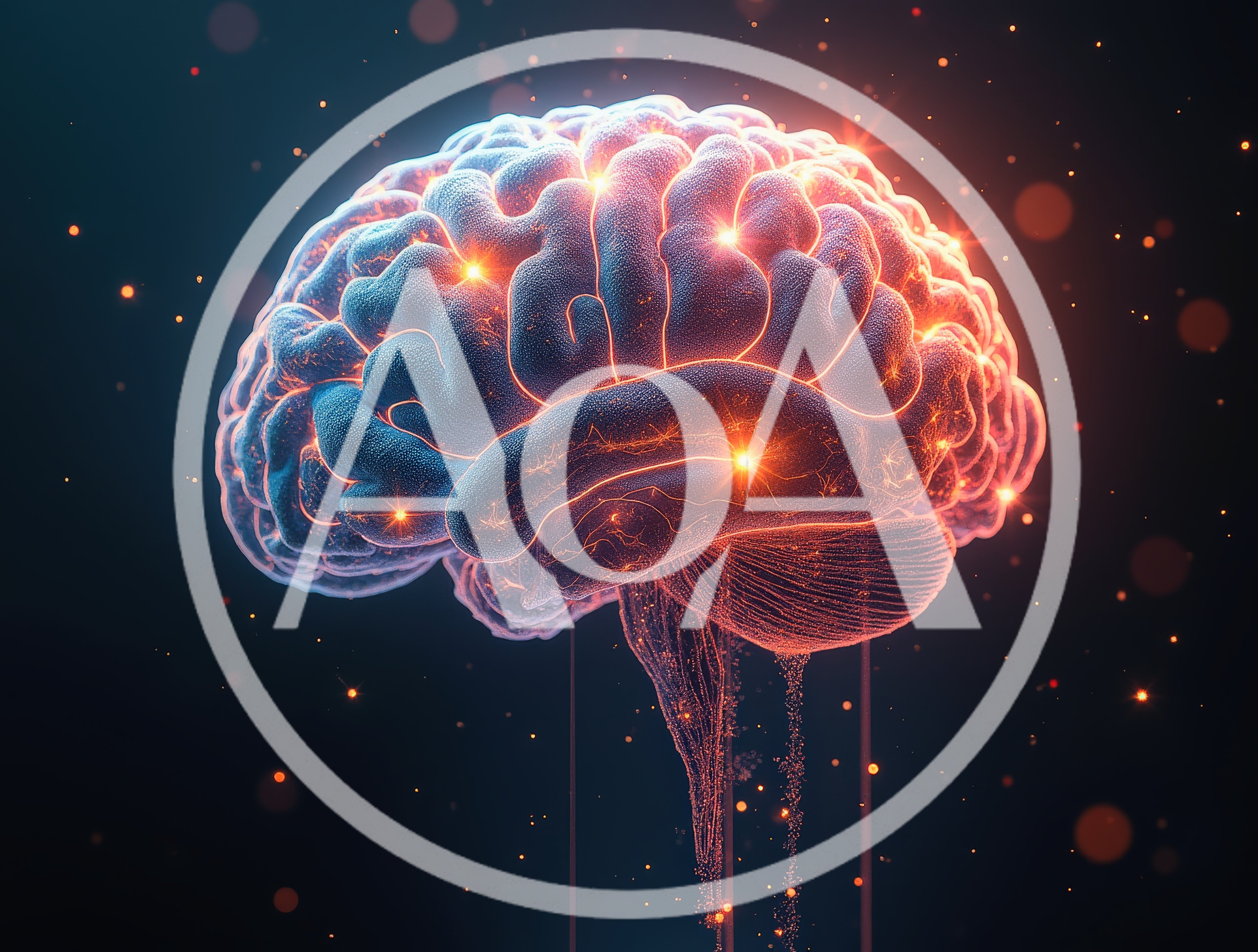 Glowing Digital Human Brain Neural Network Visualization