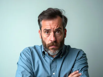 Portrait Of A Concerned Middle Aged Man