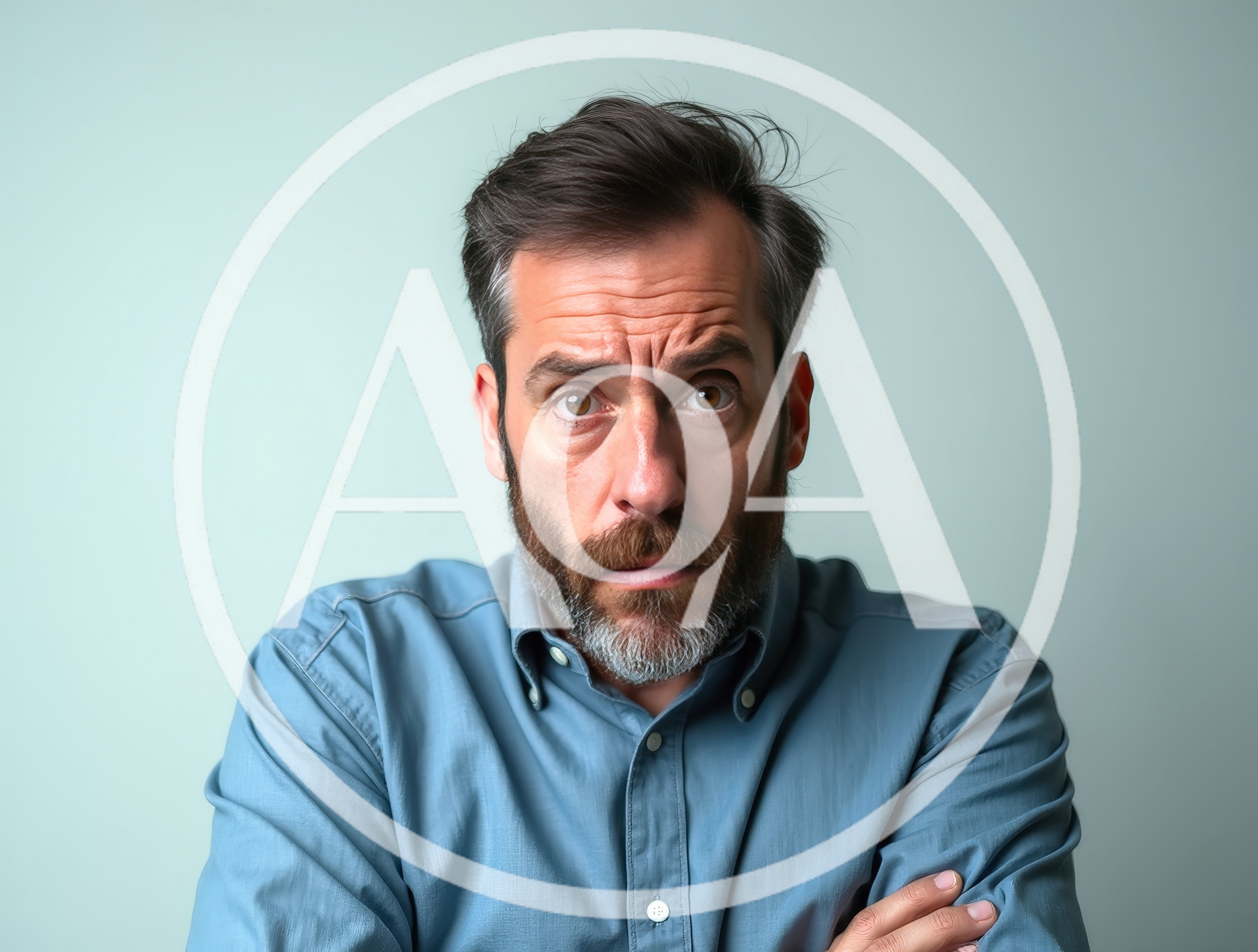 Portrait Of A Concerned Middle Aged Man