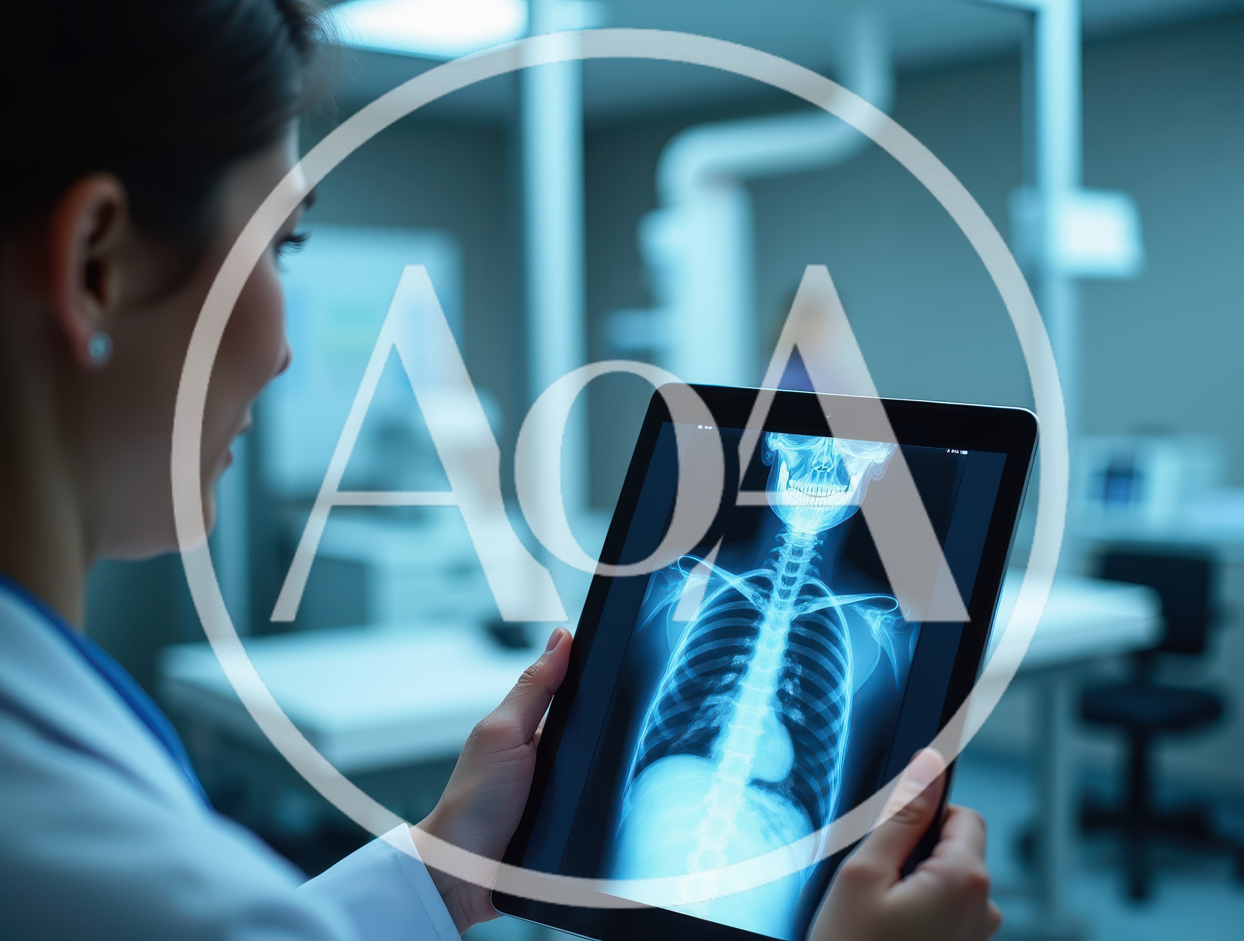 Female Doctor Examining X-Ray On Digital Tablet