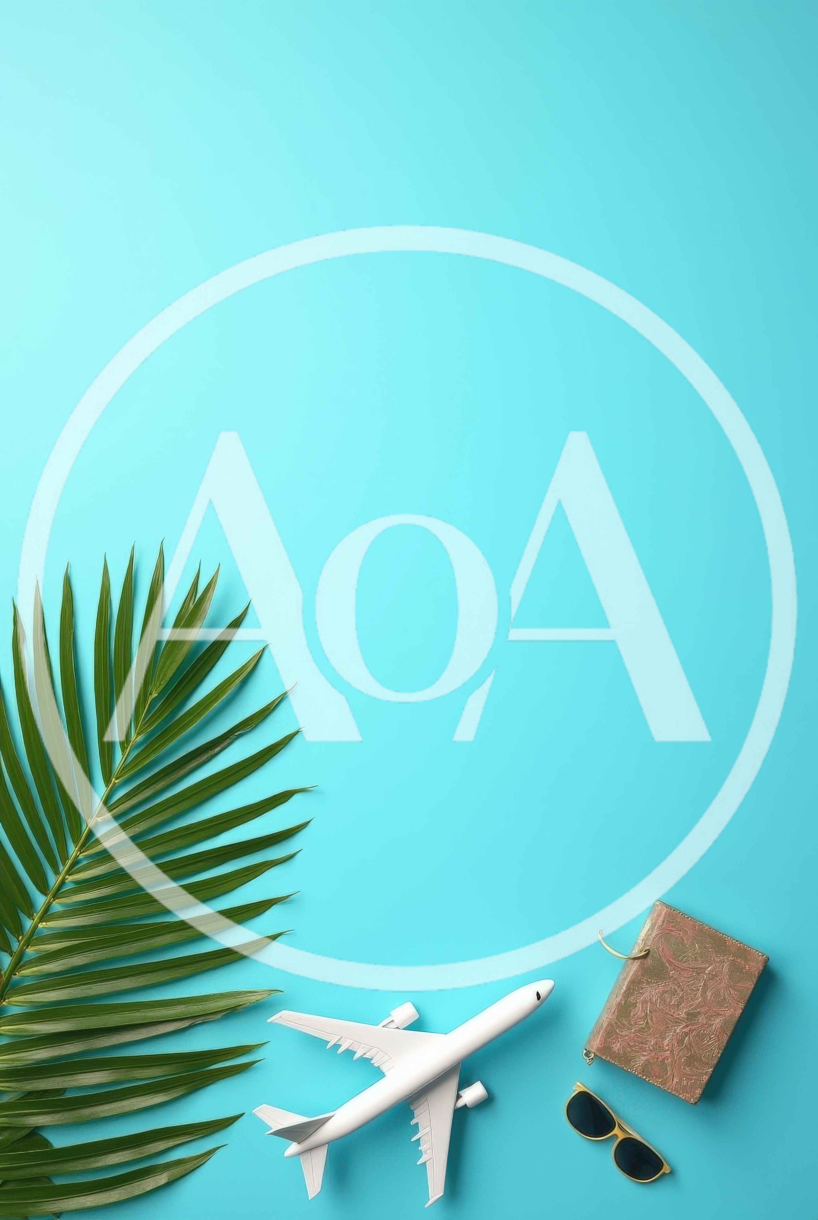 Travel Concept with Airplane Model and Palm Leaf