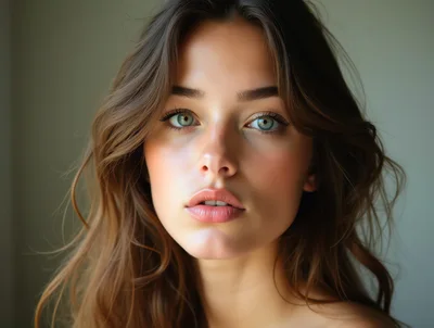Portrait Of A Young Woman With Green Eyes