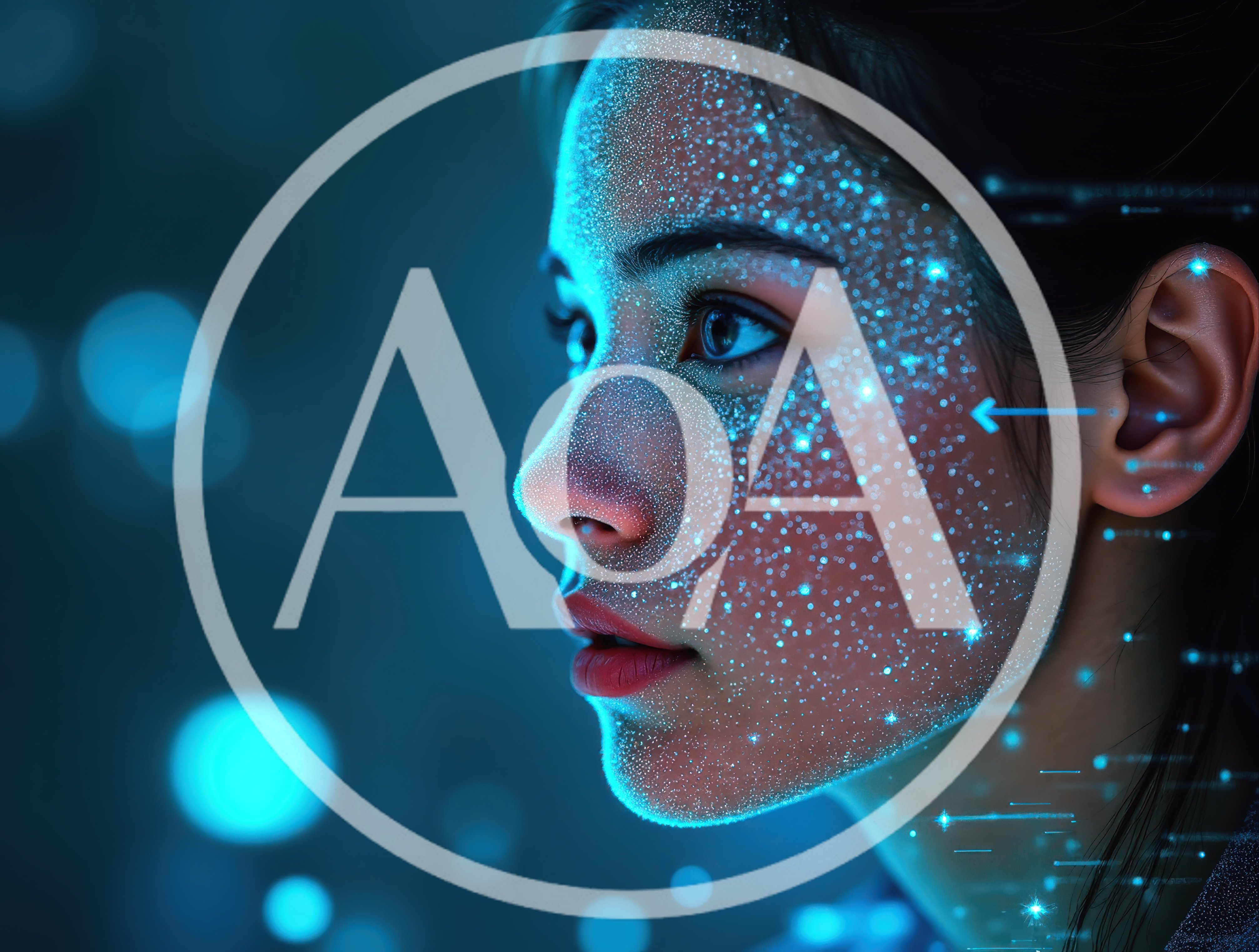 Facial Recognition Scan Of A Young Woman