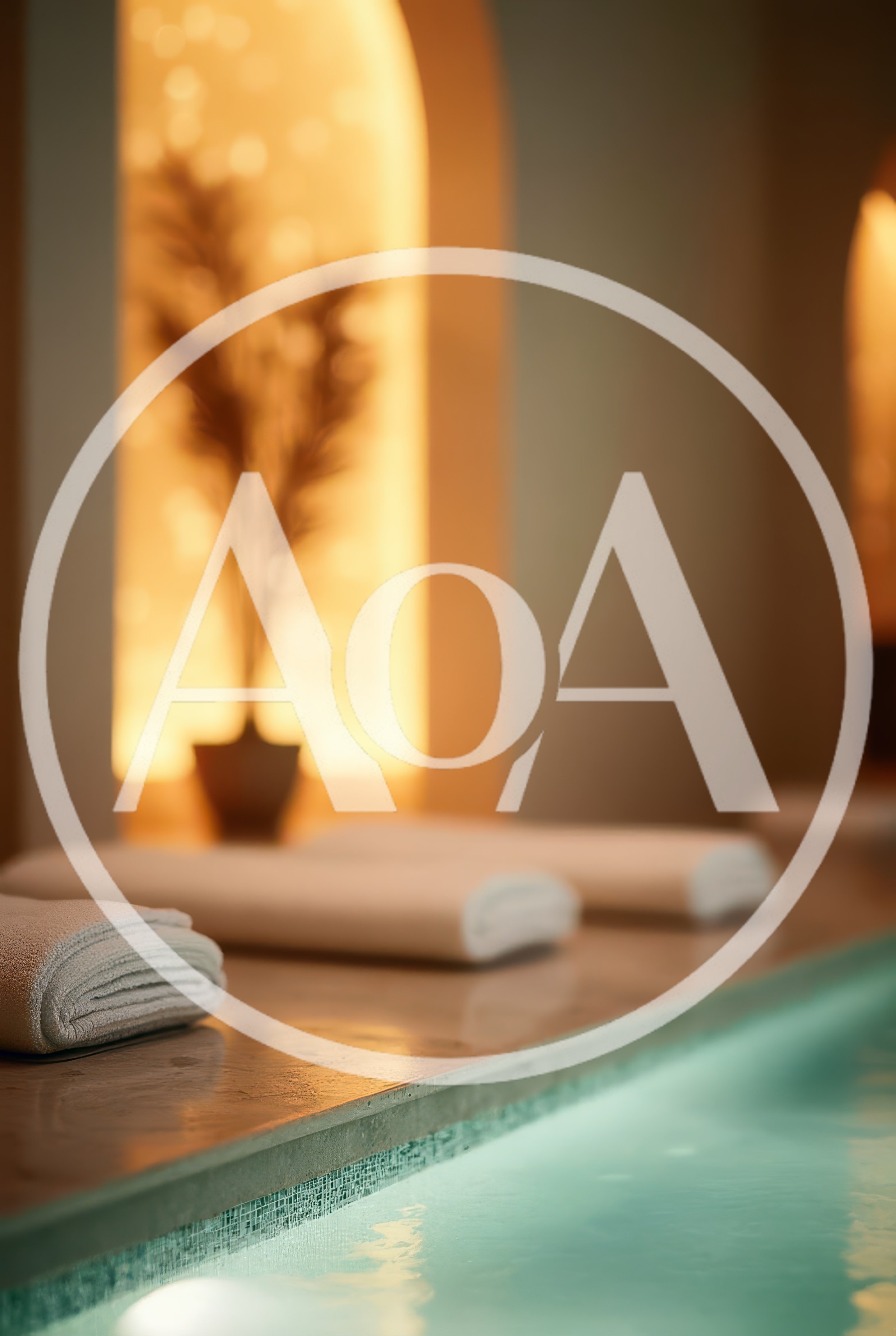 Folded White Towels Beside A Luxury Indoor Spa Pool