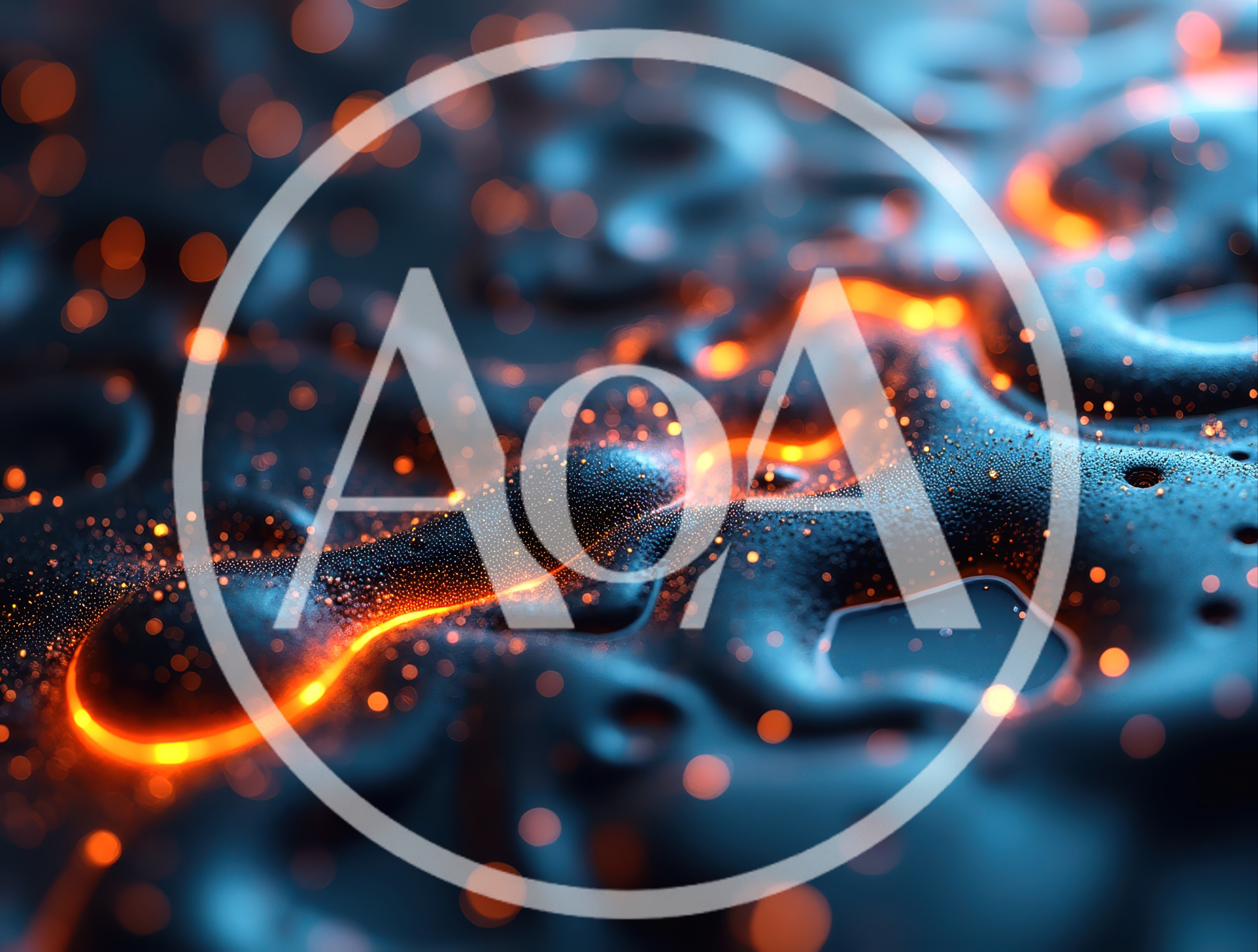 Abstract Glowing Orange Energy Flowing Over Dark Surface