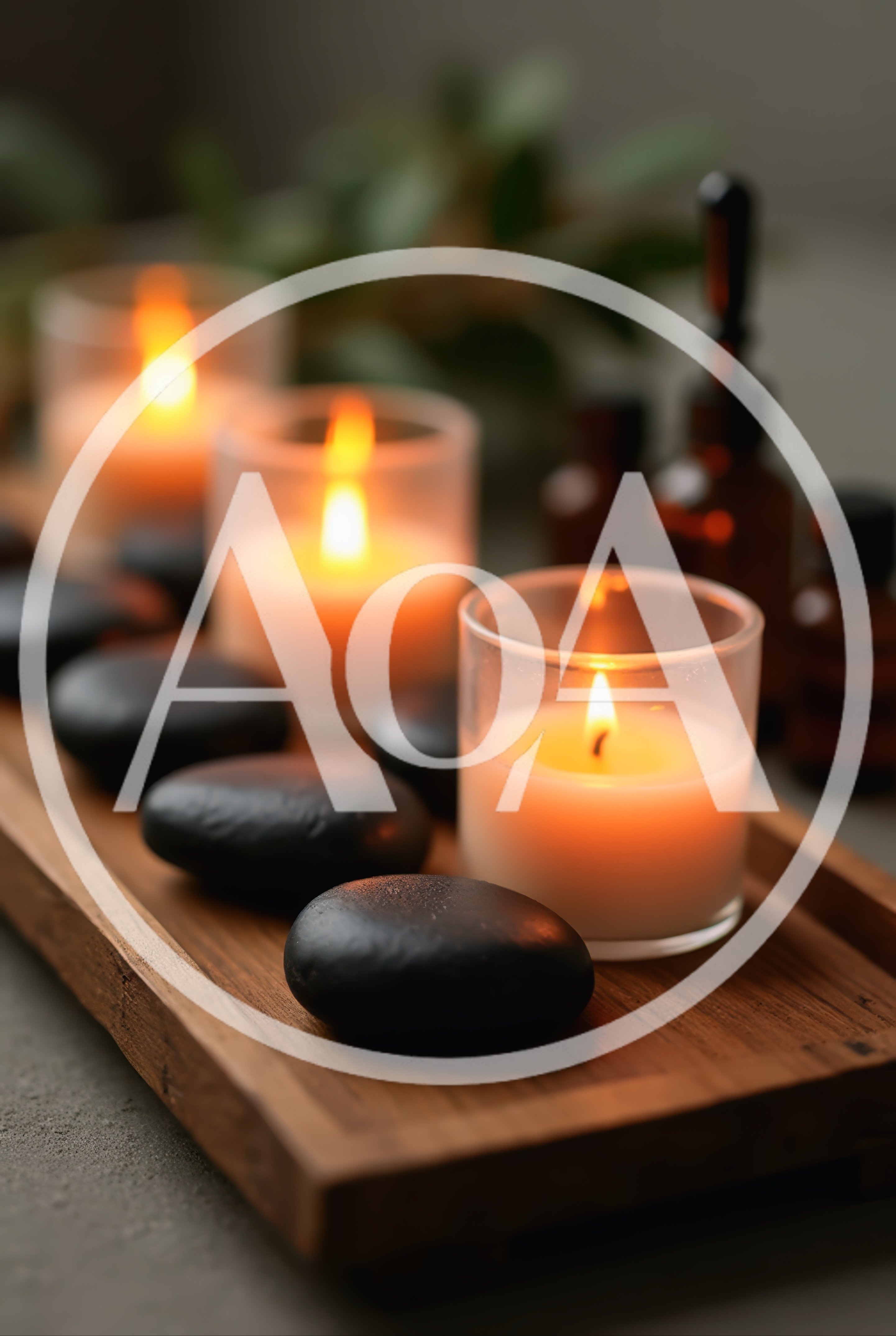 Spa Relaxation Setting With Candles And Stones