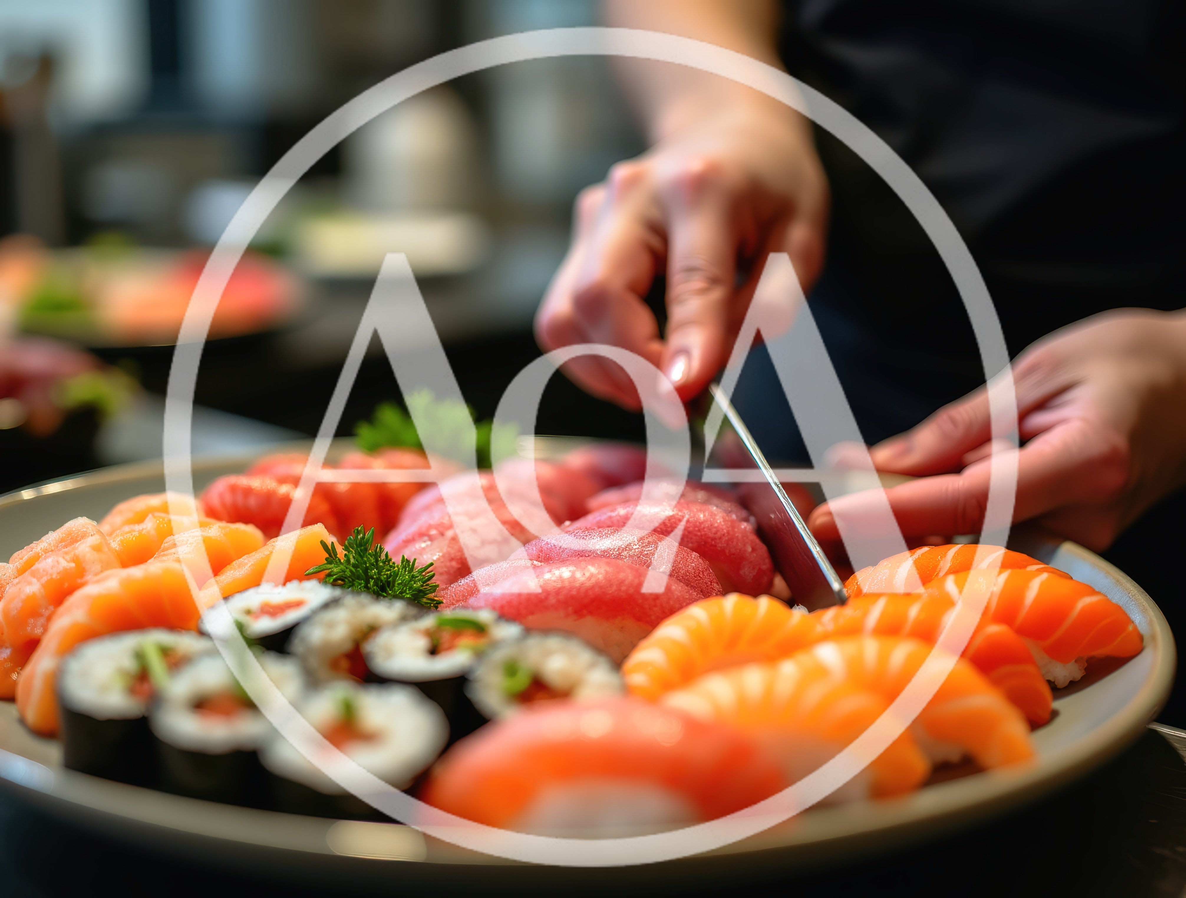 Professional Sushi Chef Preparing Fresh Nigiri Platter