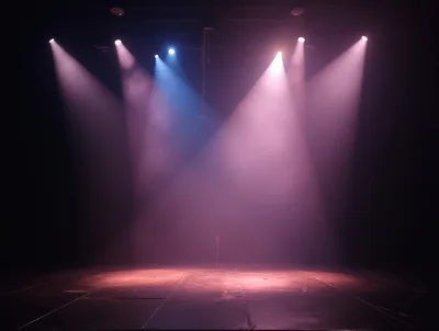 Empty Stage With Dramatic Spotlight Beams