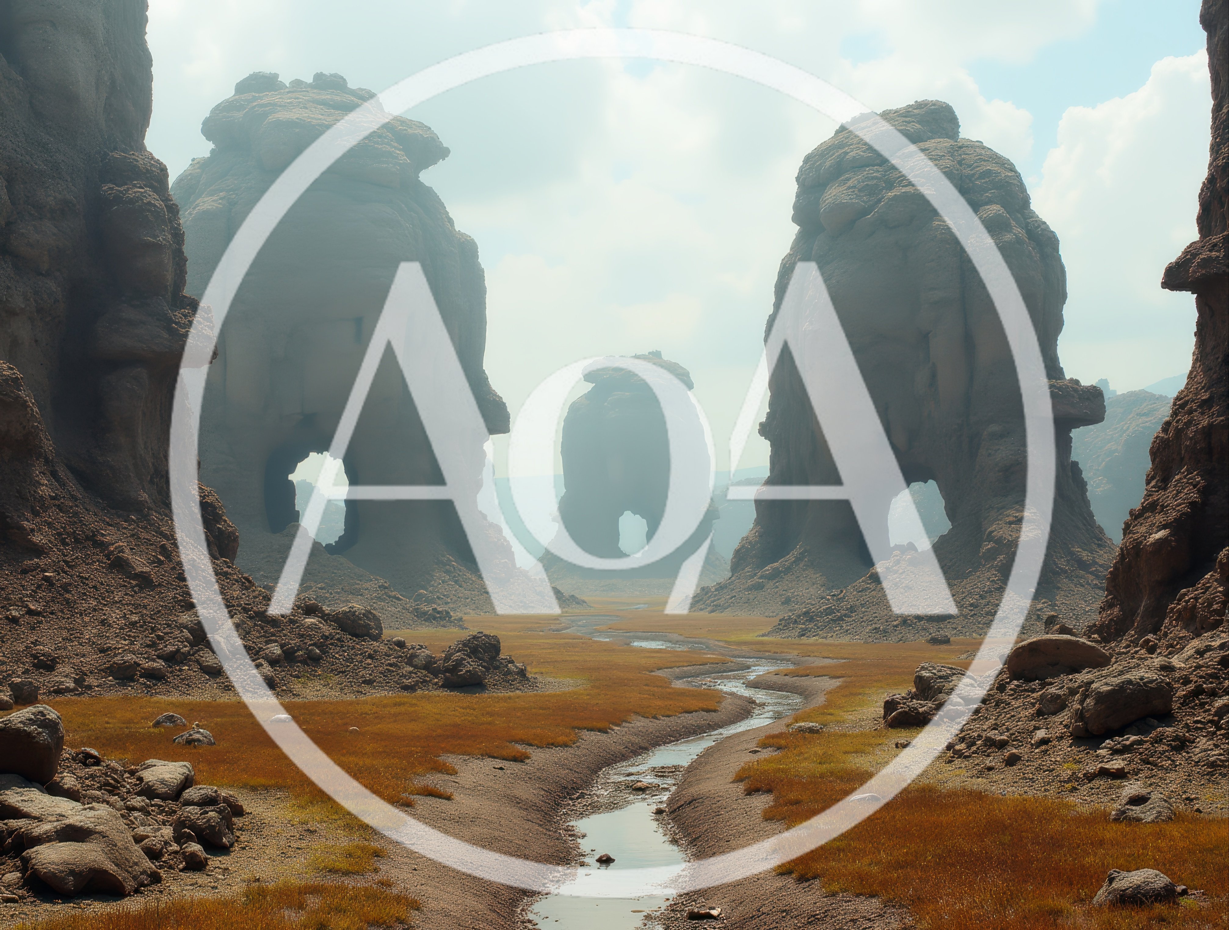 Surreal Desert Landscape With Massive Natural Stone Arches