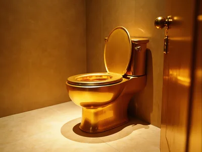 Luxury Golden Toilet In A Modern Bathroom Interior