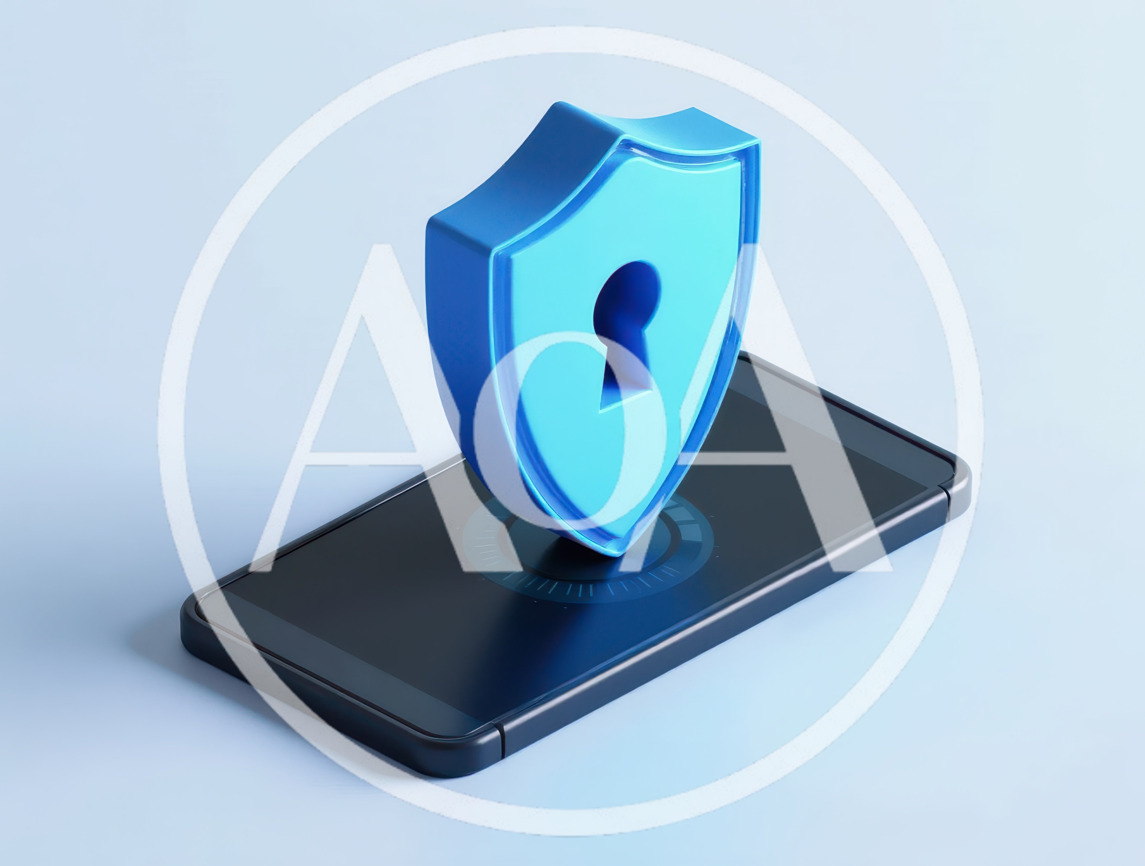 3D Shield Icon With Keyhole On Smartphone Screen
