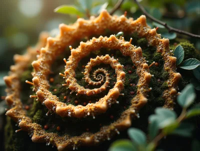 Macro View Of A Spiral Fungal Growth