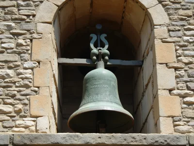 Antique Bronze Church Bell In Stone Archway