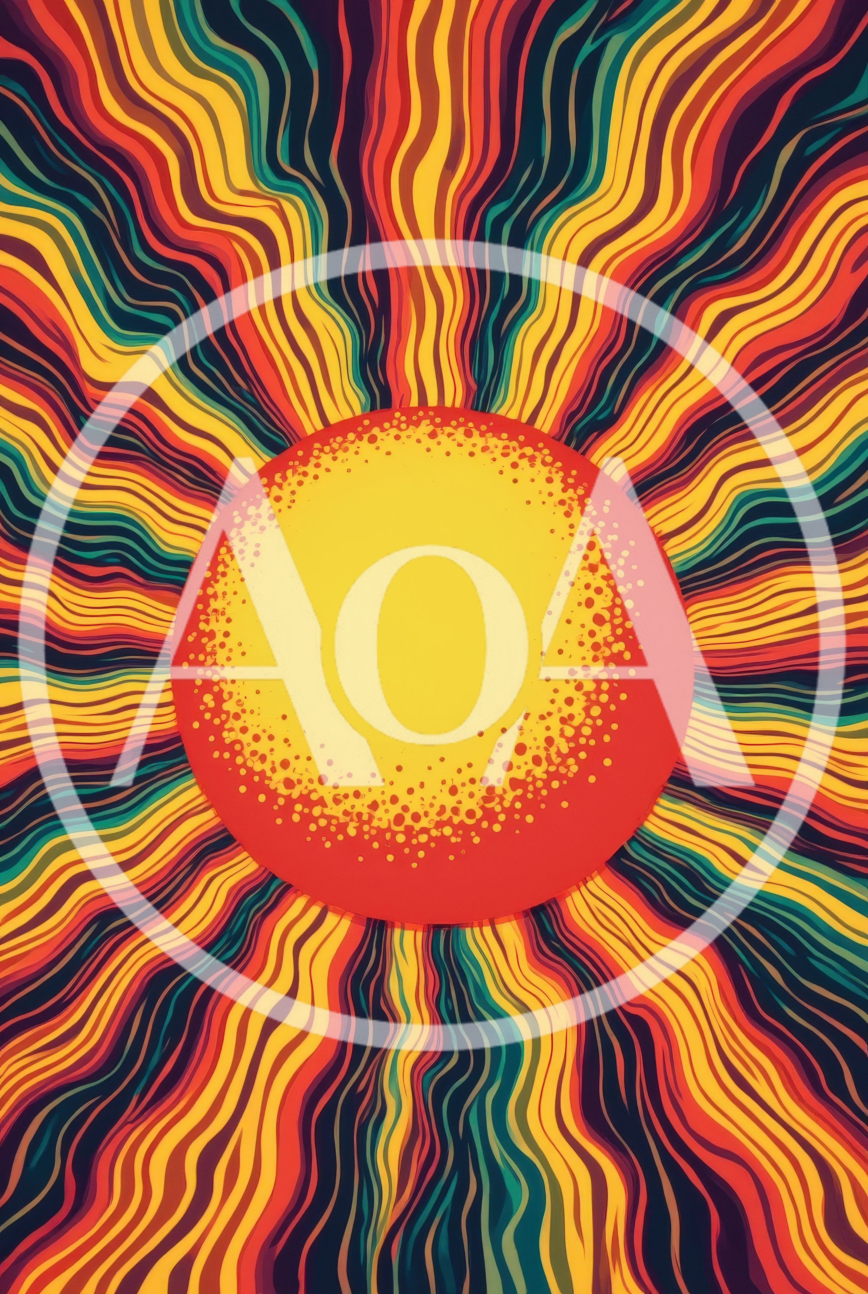 Abstract Psychedelic Sun With Wavy Colorful Rays